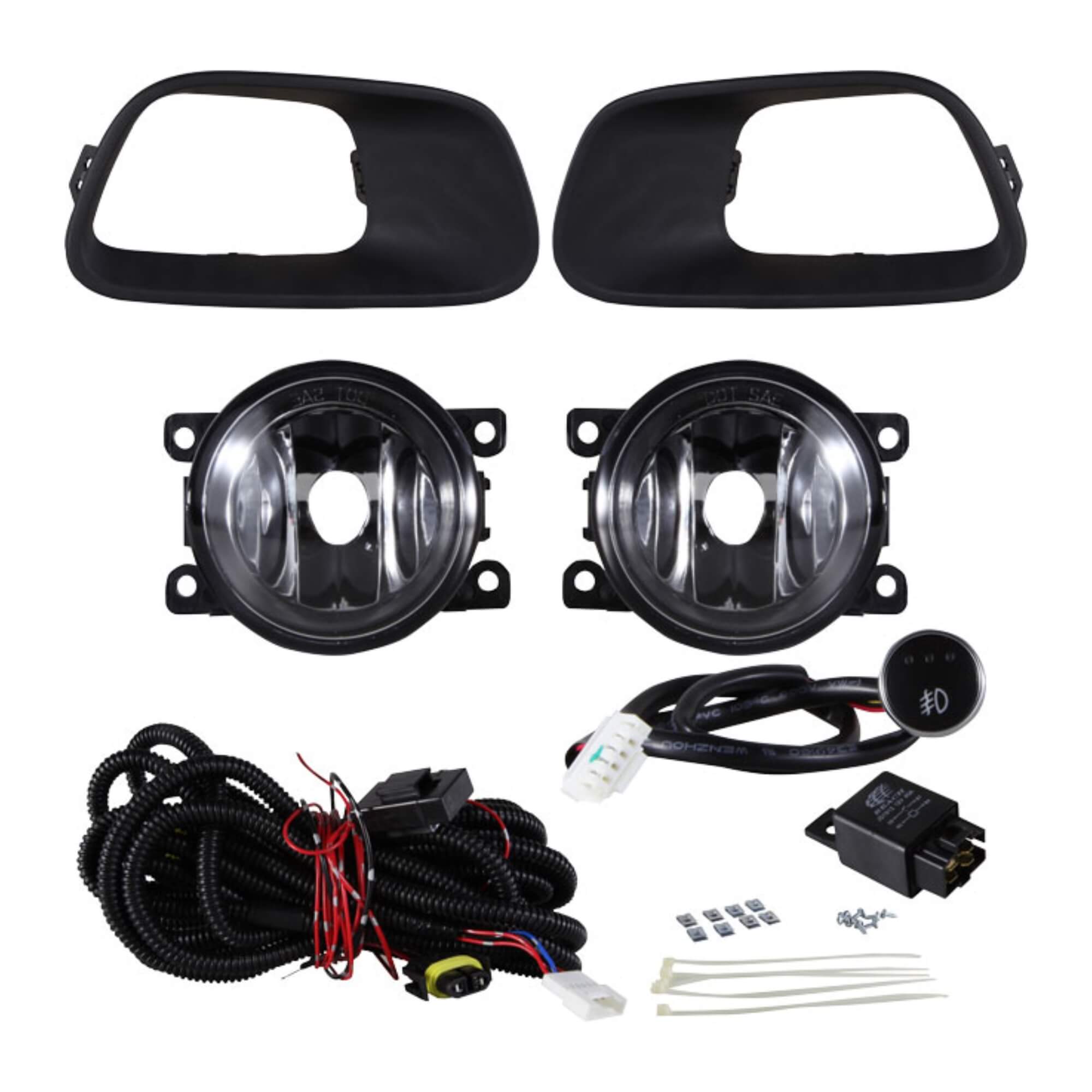 Kit Farol de Milha Citroen Cactus 2019 até 2024 Moldura Preta Botão Touch Shocklight - SL-060510