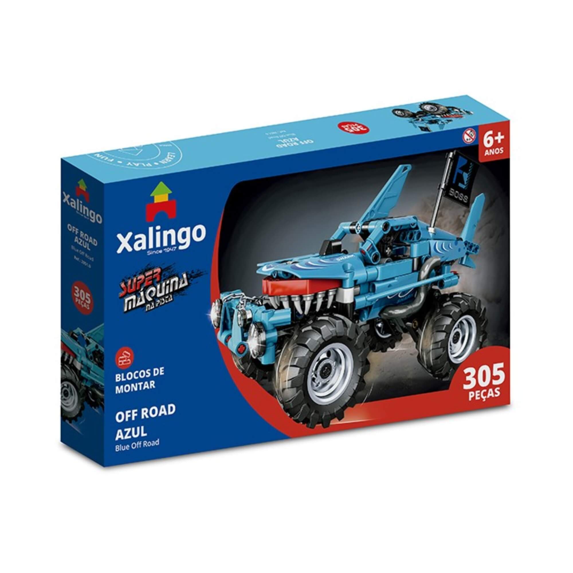 Brinquedo Infantil Blocos de Montar Super Maquina Off Road Azul 305 peças Xalingo - 28510