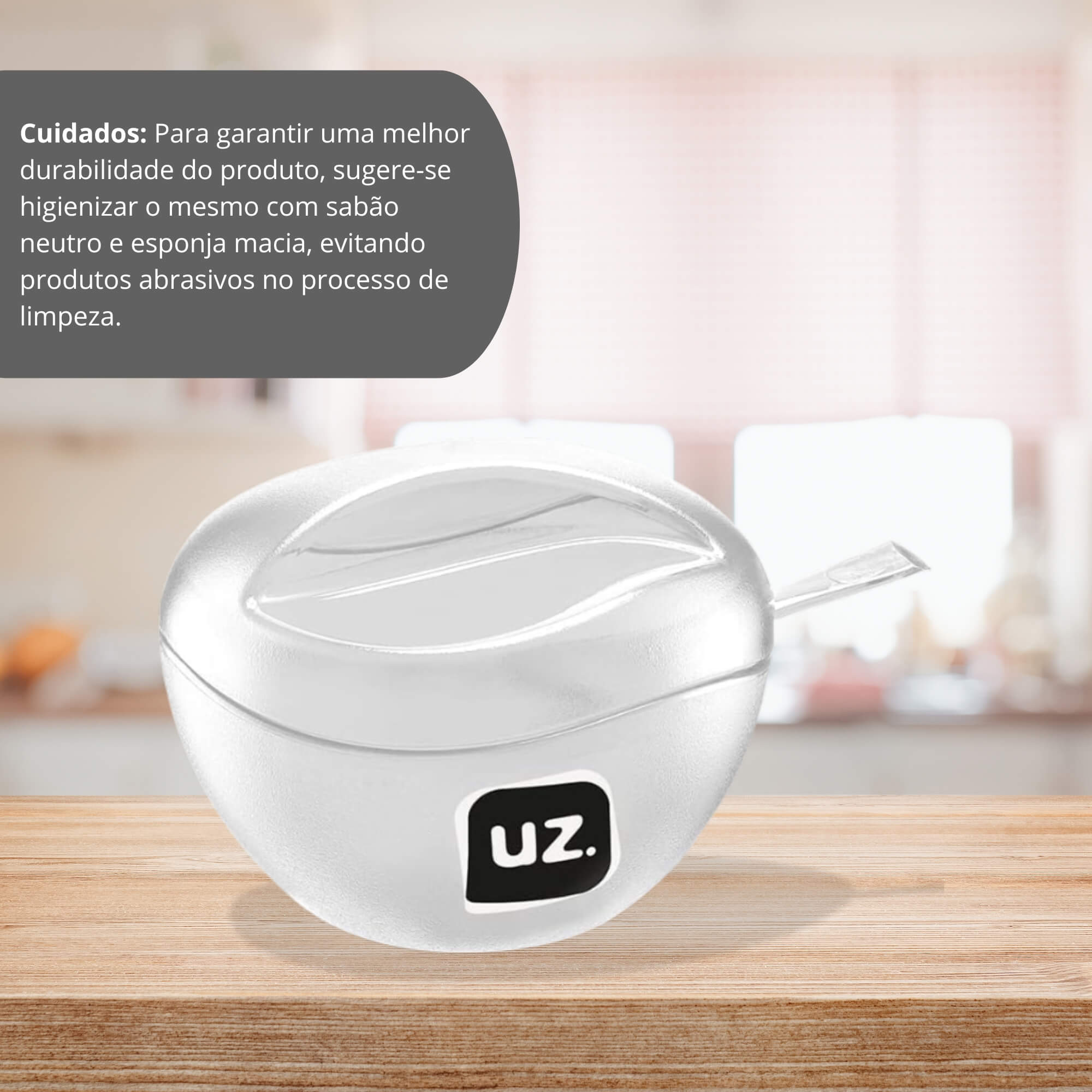 Açucareiro Gold Translúcido Ps Transparente de Plástico UZ Utilidades - UZ140-TR