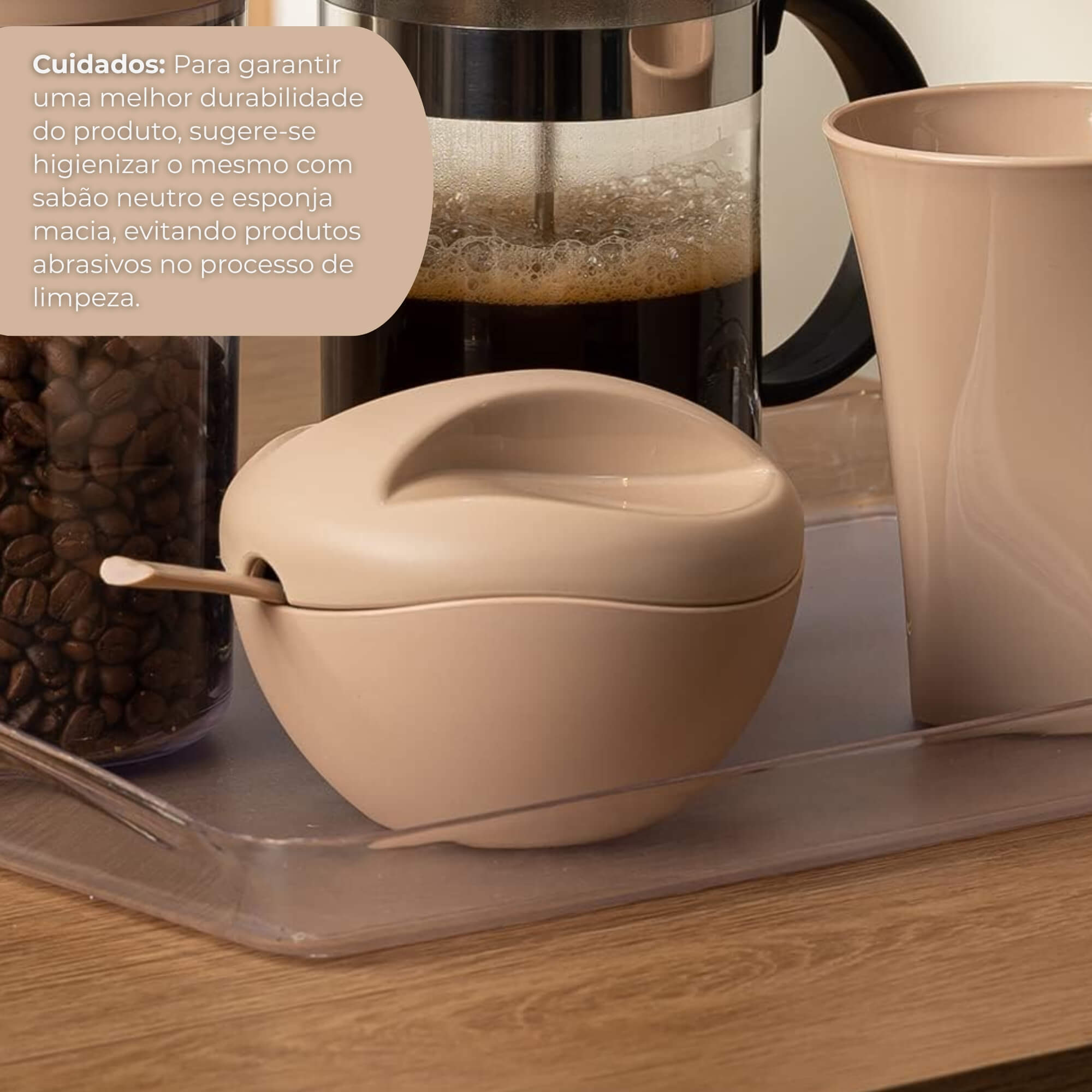 Açucareiro Gold de Plástico cor Cappuccino UZ Utilidades - UZ141-CAP