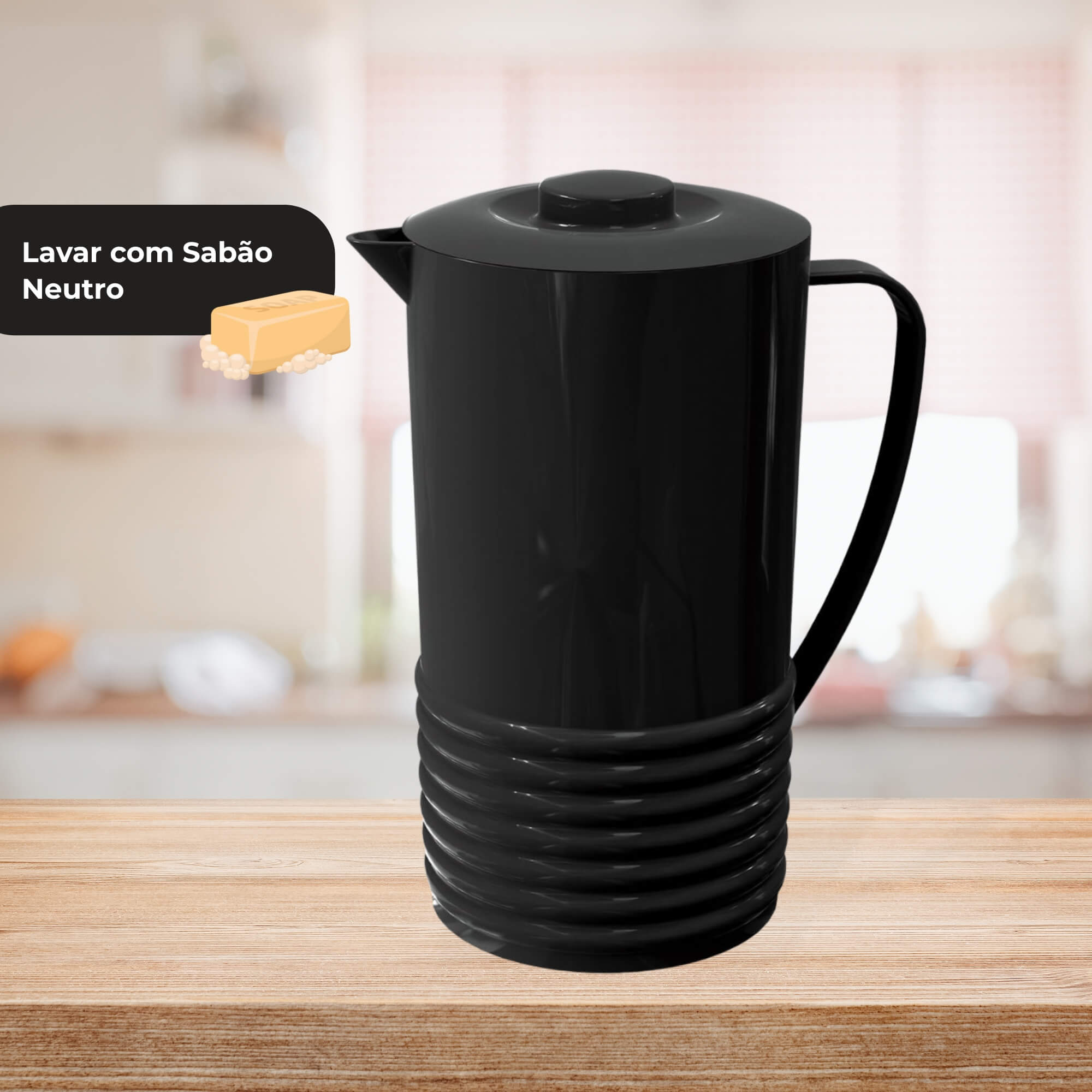 Jarra Plus de Plástico 1,8L na cor Preta UZ Utilidades - UZ158-PR
