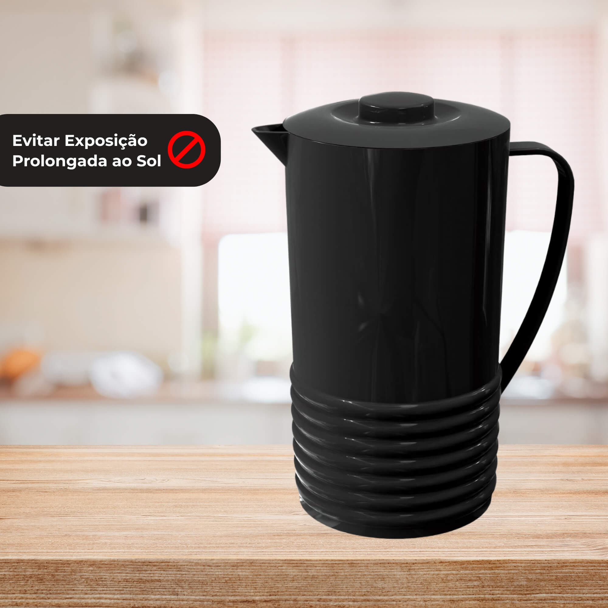 Jarra Plus de Plástico 1,8L na cor Preta UZ Utilidades - UZ158-PR