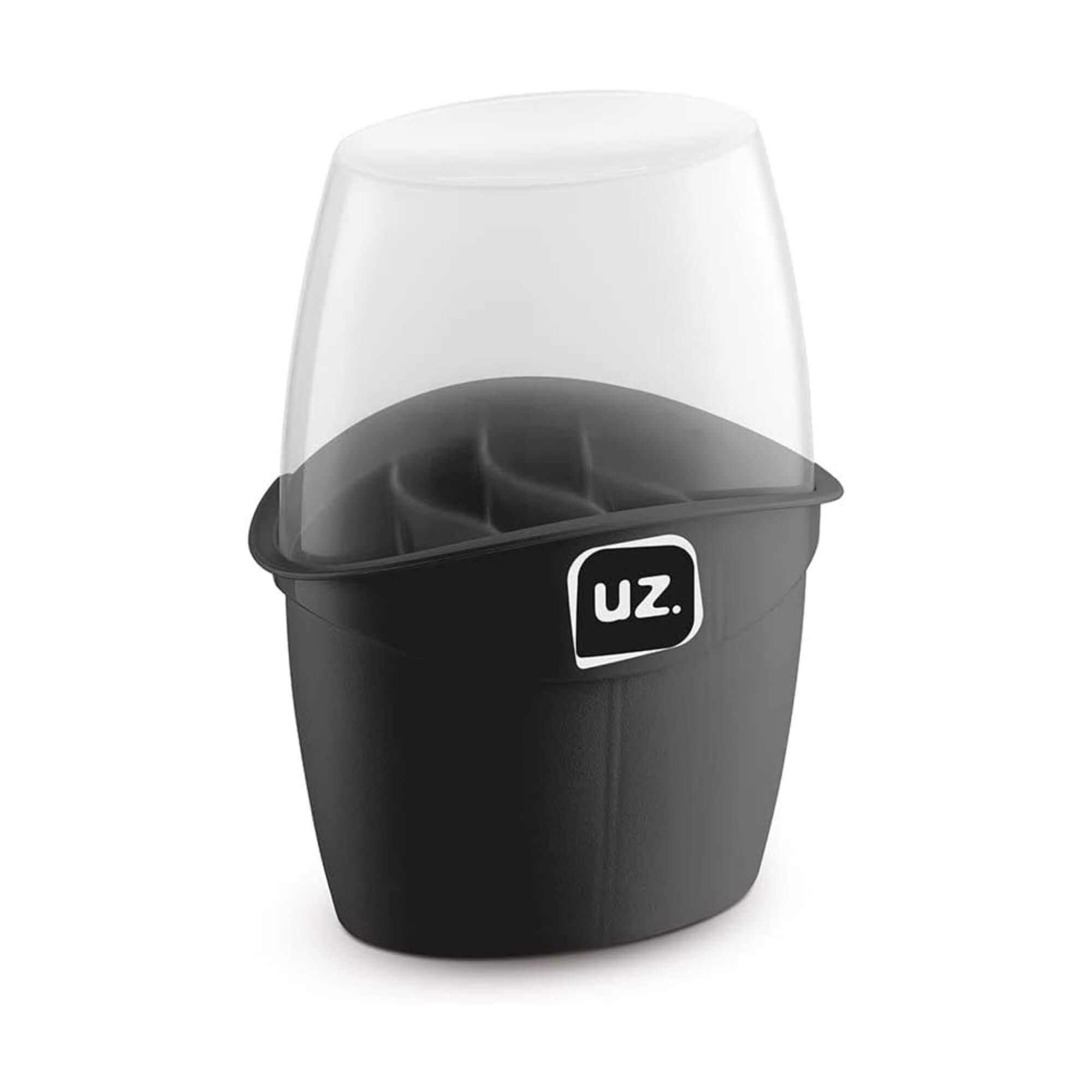 Porta Talheres Plus com Tampa Preta de Plástico UZ Utilidades - UZ330-PR