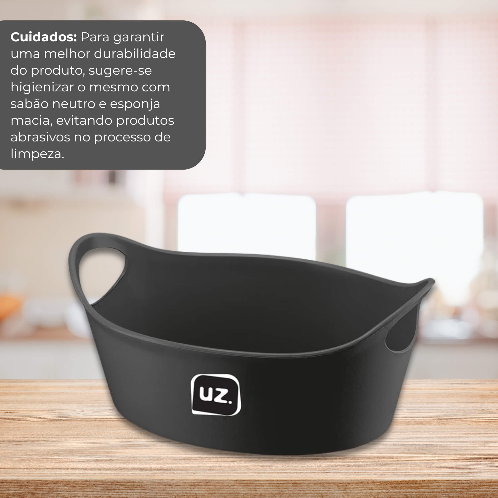Cesto Plus M Preto de Plástico UZ Utilidades - UZ332-PR