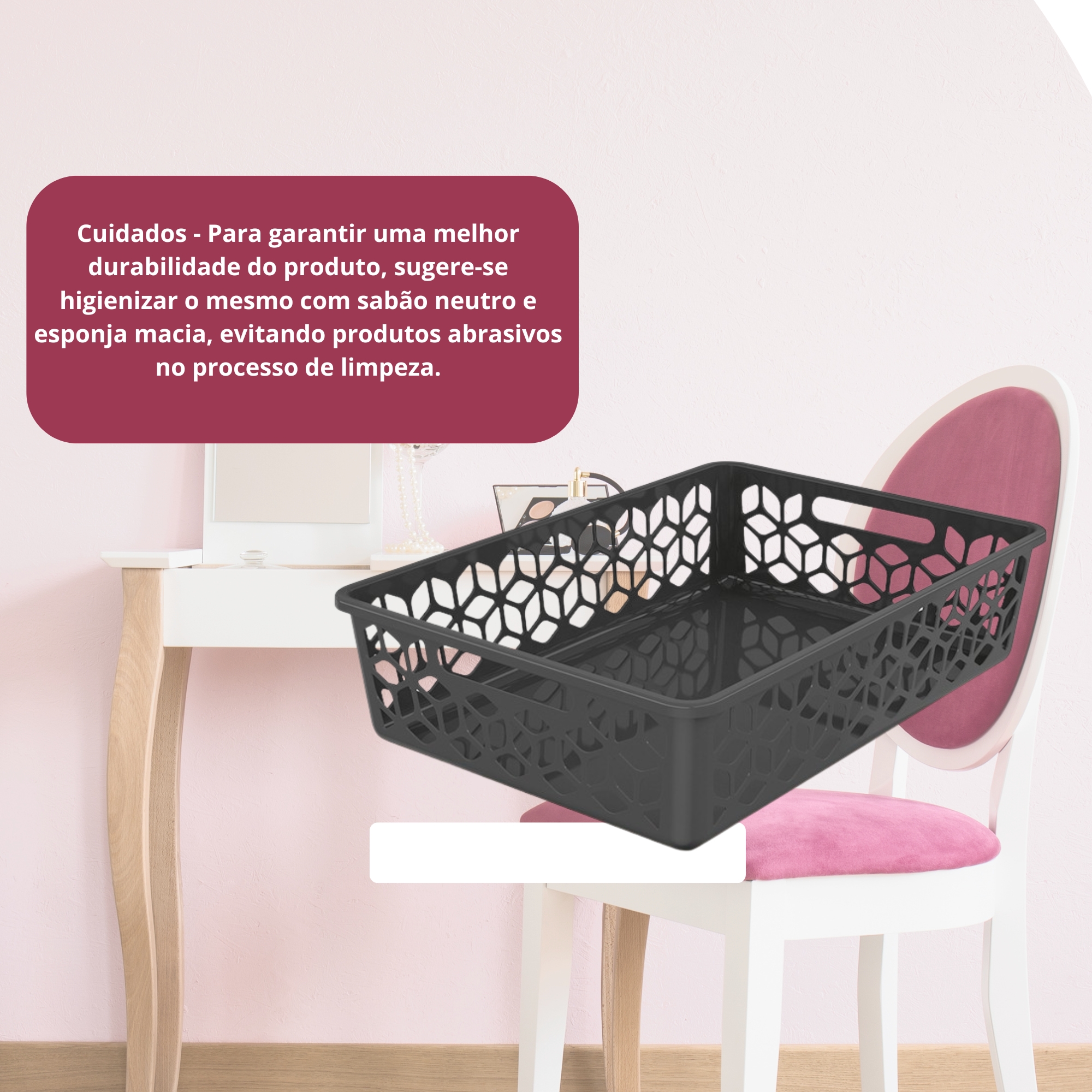Cesto Organizador Raso 9 Litros Preto UZ Utilidades - UZ362