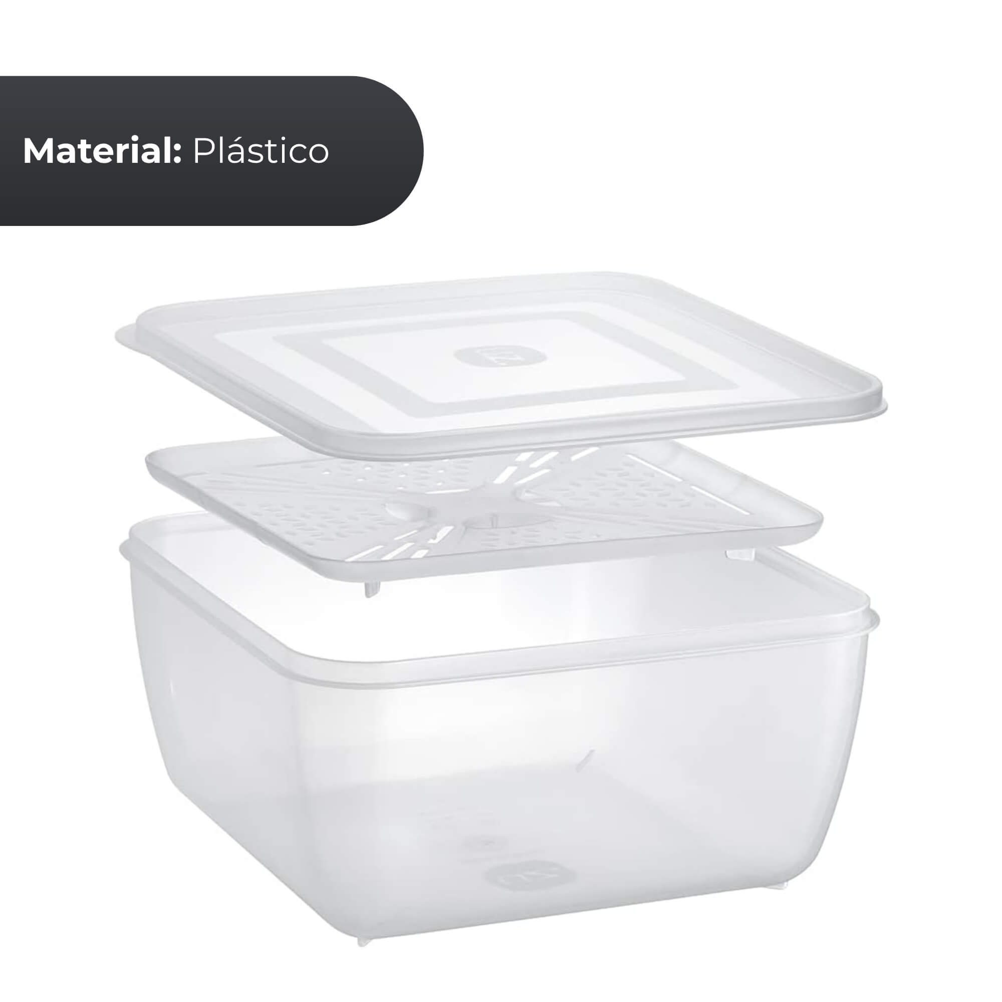 Escorredor de Verdura 5 Litros Transparente de Plástico UZ Utilidades - UZ406-TR
