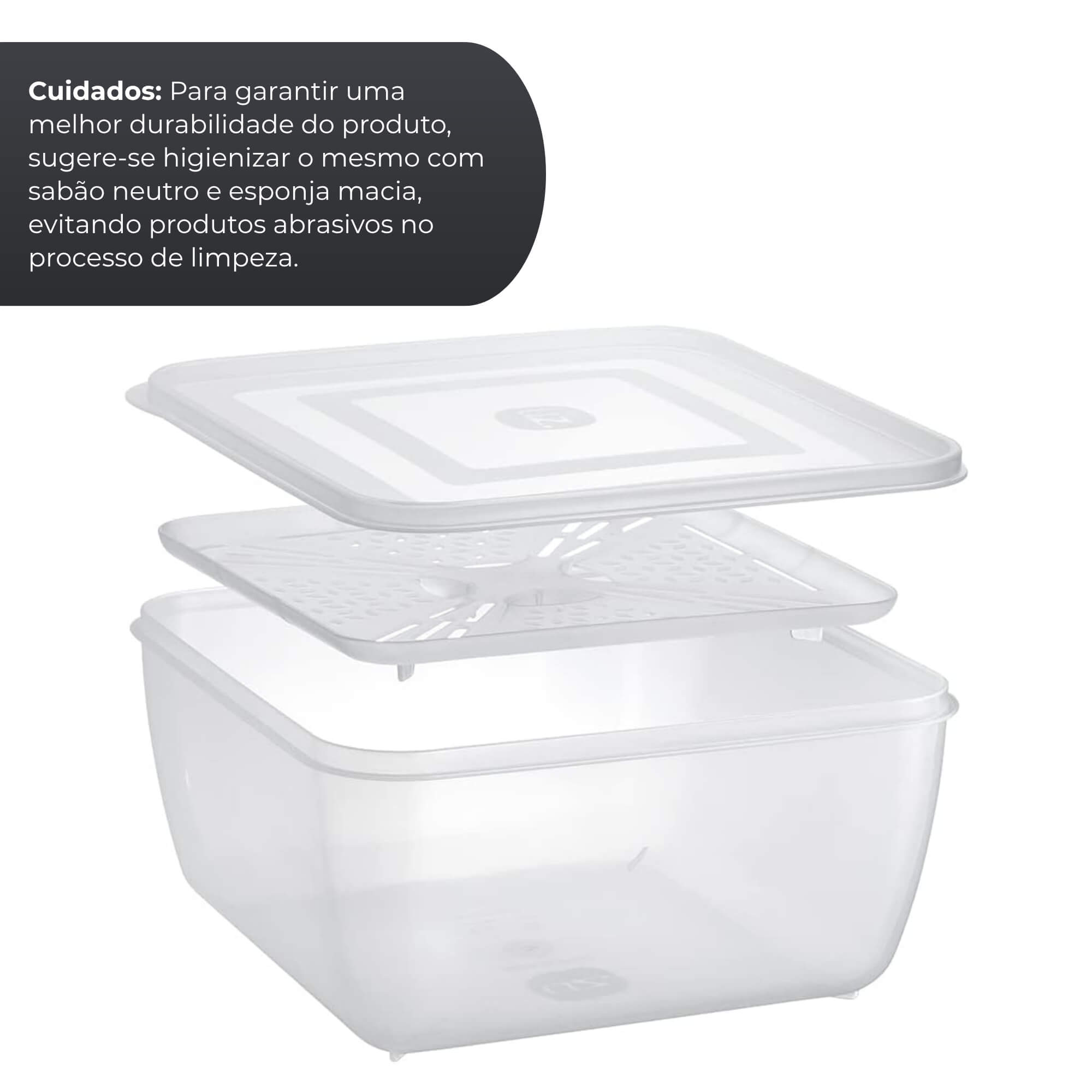 Escorredor de Verdura 5 Litros Transparente de Plástico UZ Utilidades - UZ406-TR
