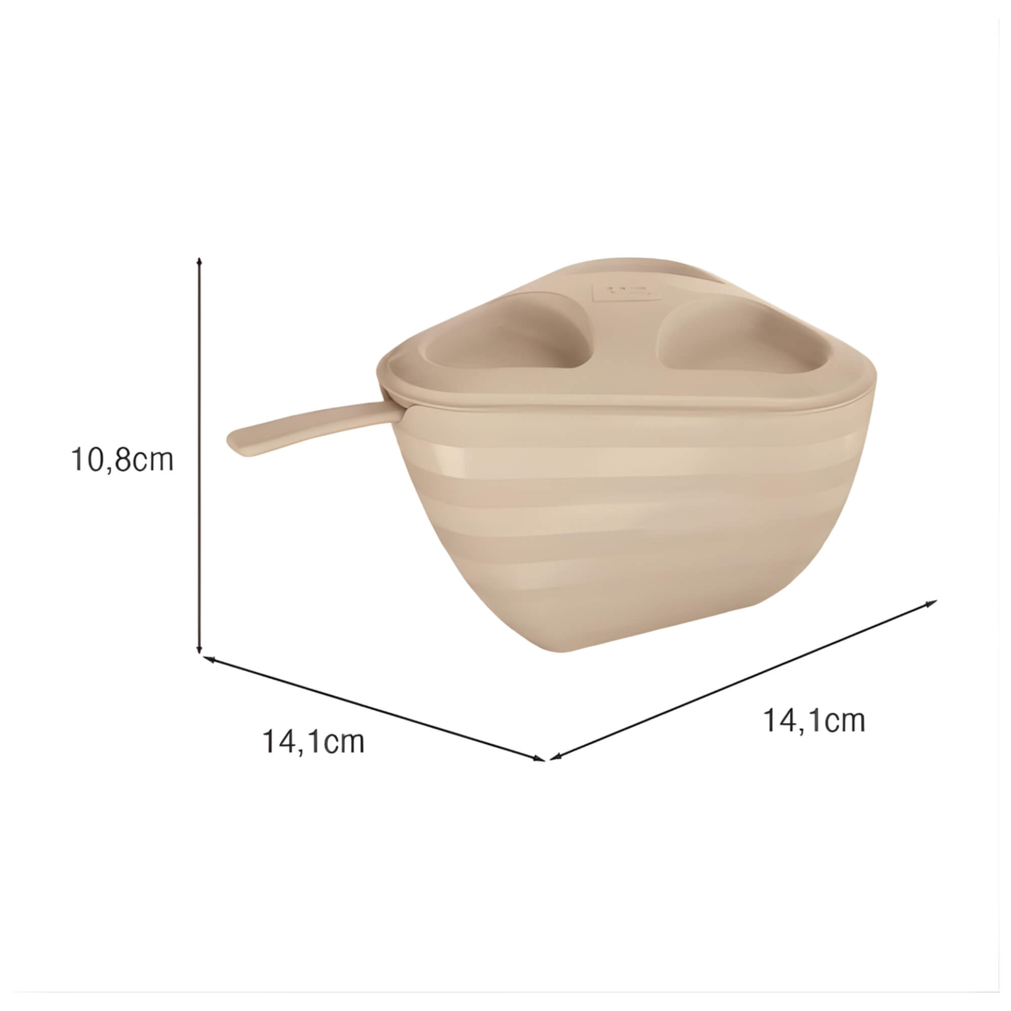 Farinheiro Slim de Plástico cor Capuccino com Tampa e Colher UZ Utilidades - UZ417-CAP