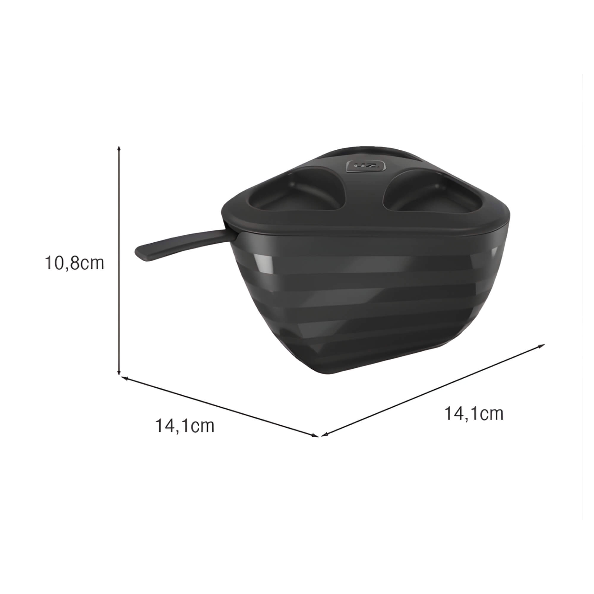 Farinheiro Slim de Plástico cor Preto com Tampa e Colher UZ Utilidades - UZ417-PR