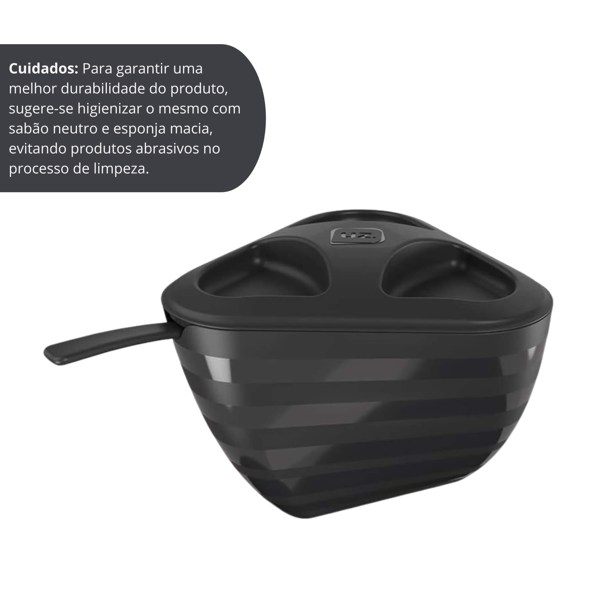 Farinheiro Slim de Plástico cor Preto com Tampa e Colher UZ Utilidades - UZ417-PR