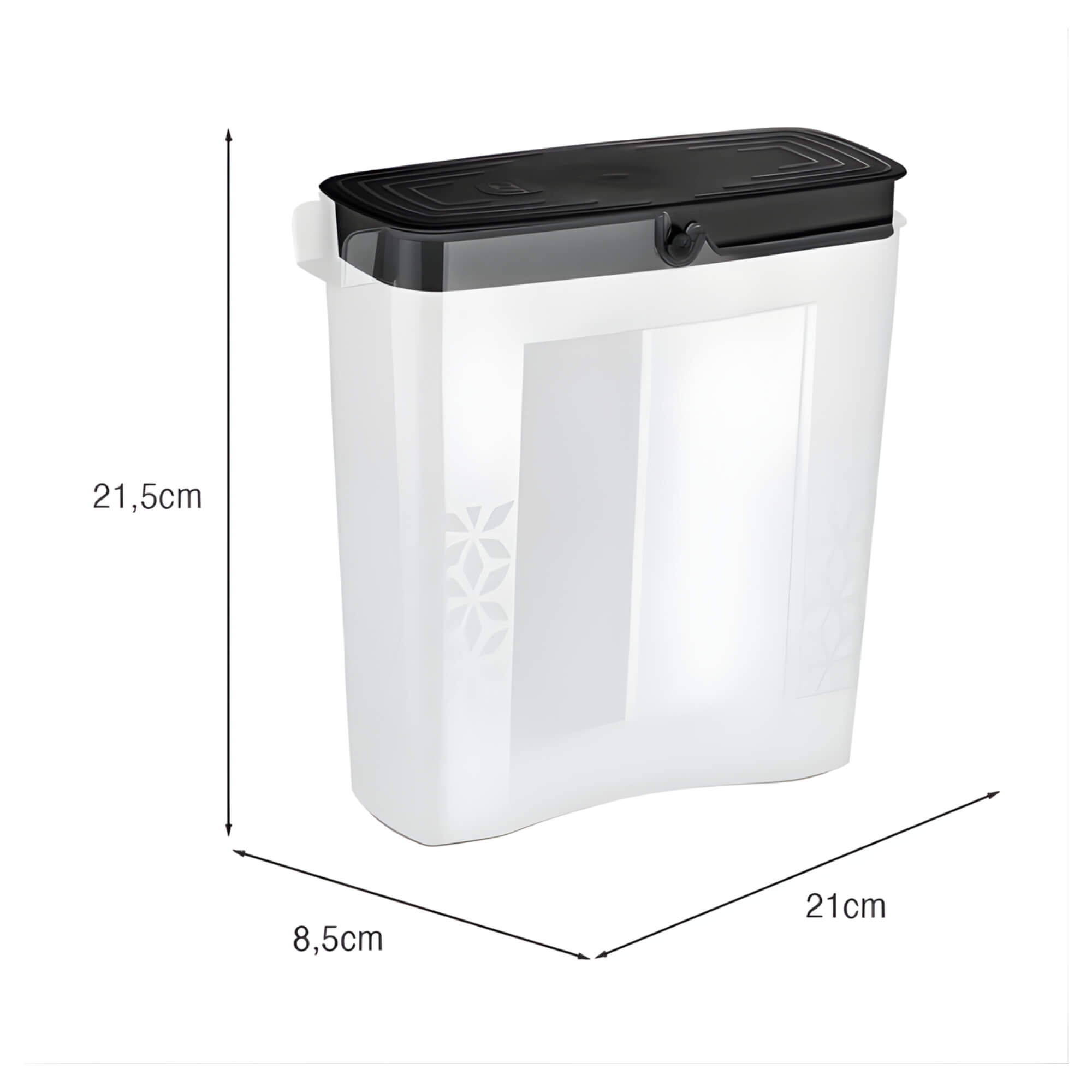 Porta Sabão em Pó Slim de Plástico 1,65L cor Preto UZ Utilidades - UZ550-PR