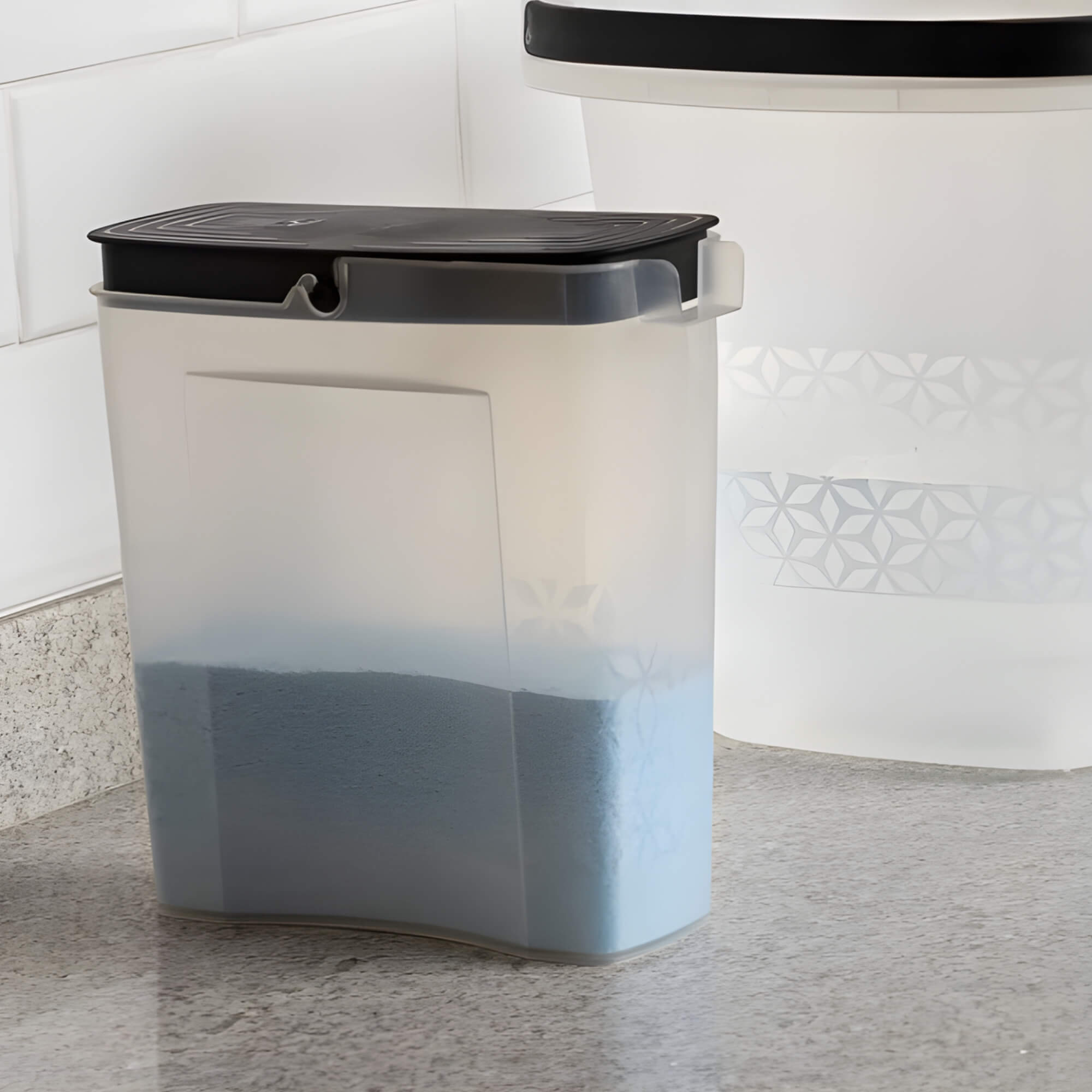 Porta Sabão em Pó Slim de Plástico 1,65L cor Preto UZ Utilidades - UZ550-PR