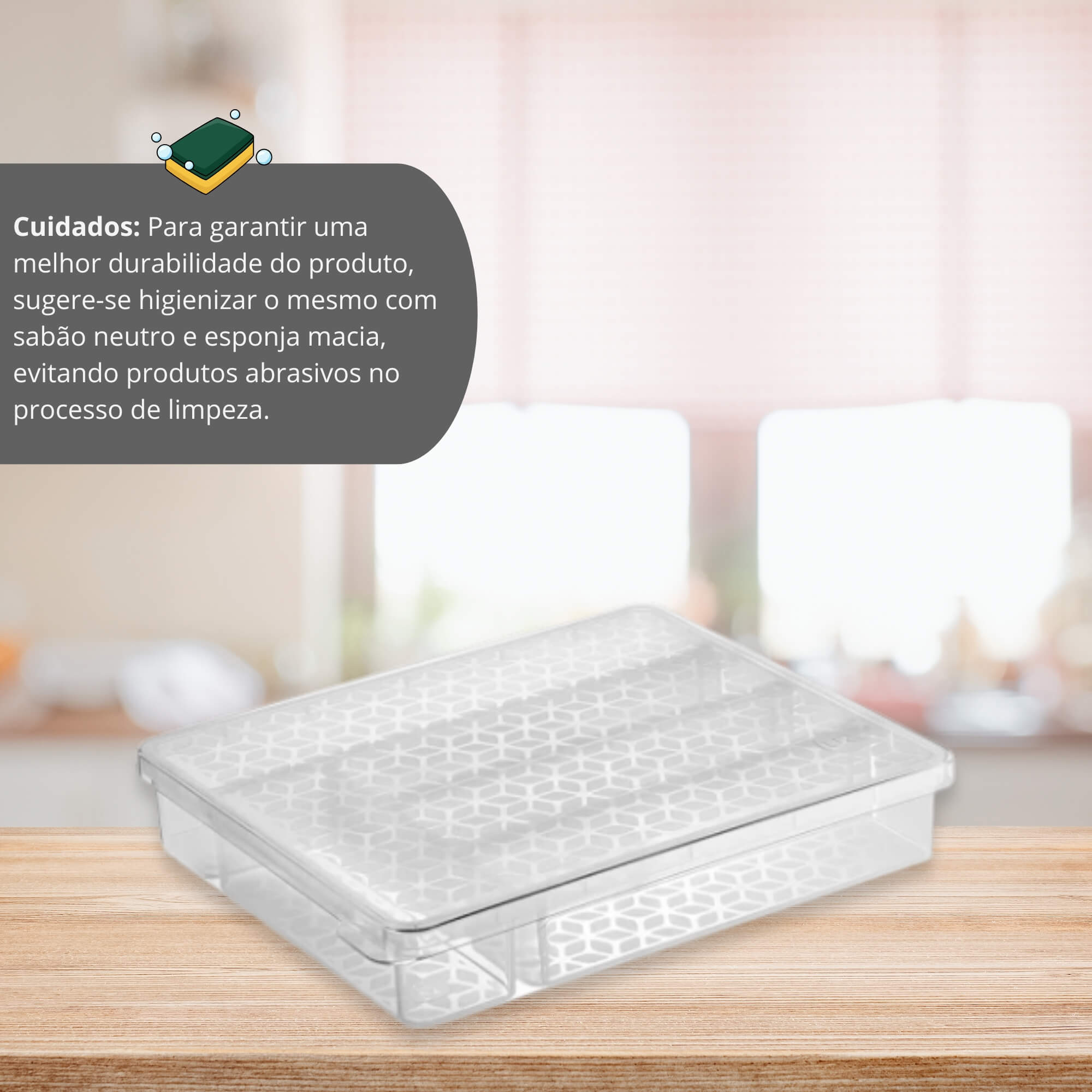 Organizador Multiuso de Plástico com Tampa Transparente UZ Utilidades - UZ662-TR