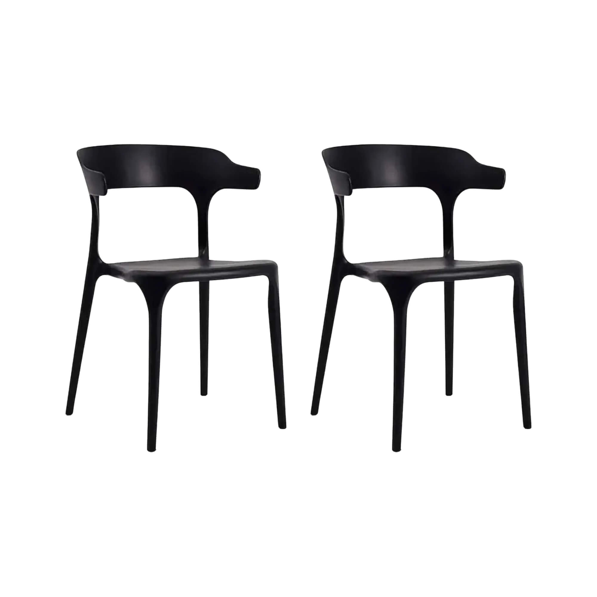 COMP Kit com 2 Cadeiras Ergonômicas Chifre Preta para Mesa de Jantar