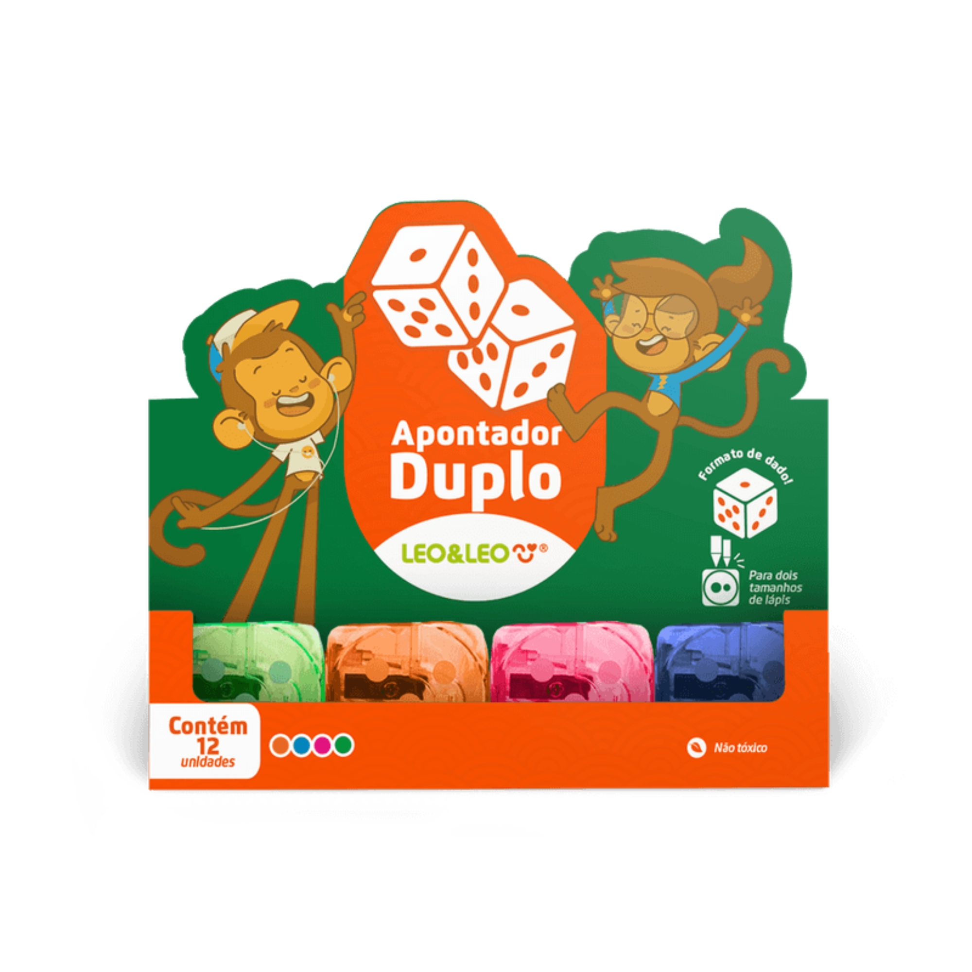 Apontador Duplo Dado com Depósito Display C/ 12 und Leo&Leo Leonora - 10234