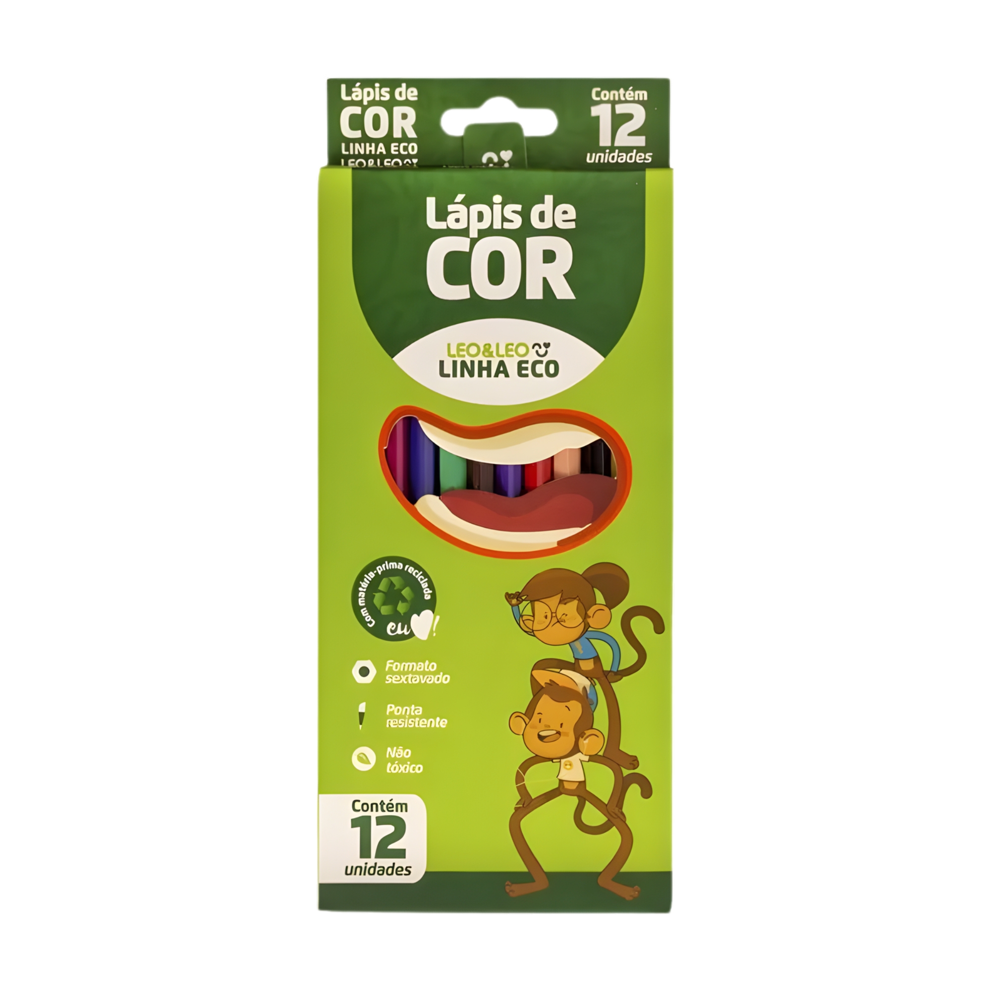 Lápis 12 Cores Resinas Sextavado Flex Ecológico Leo&Leo Leonora - 4220