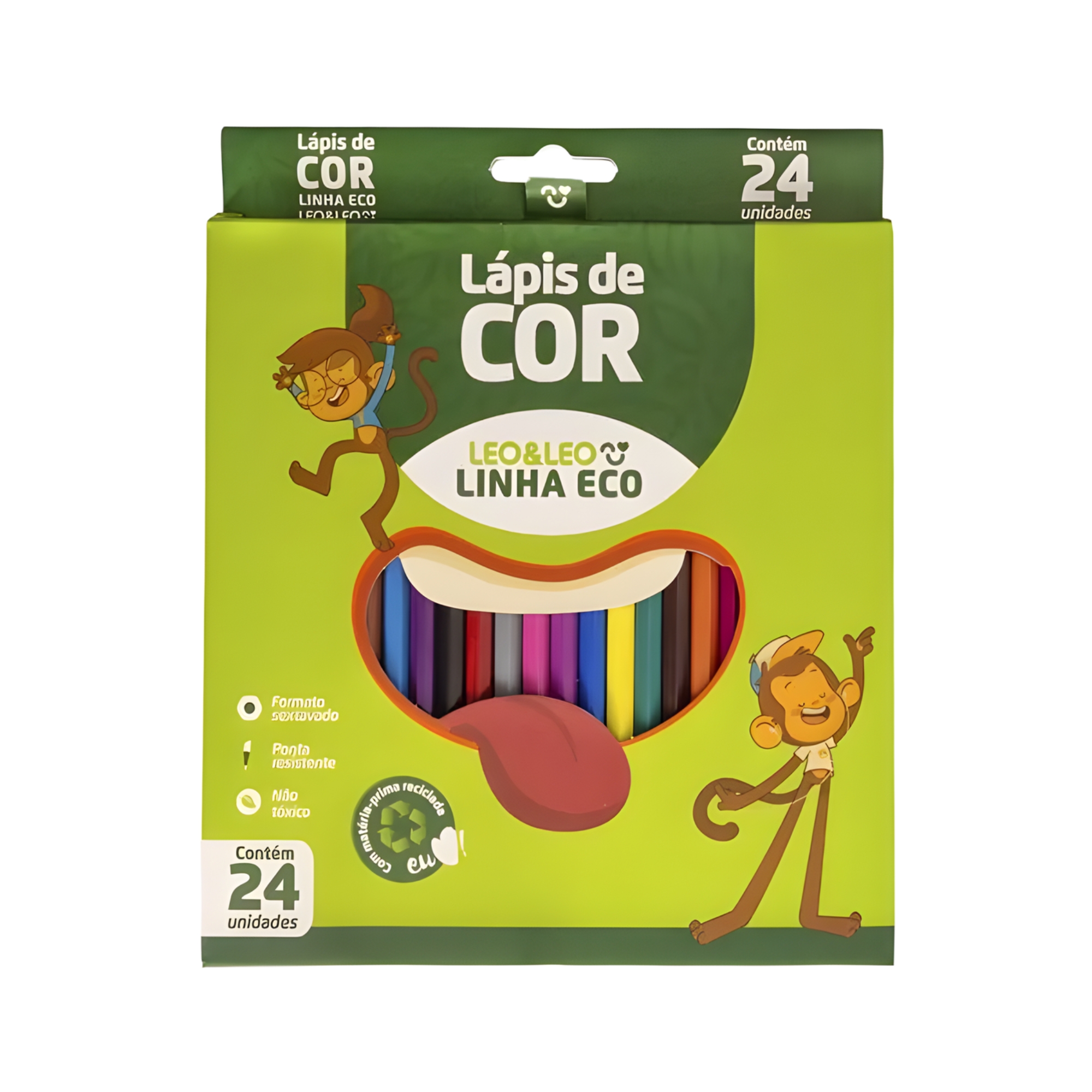 Lápis 24 Cores Resina Sextavado Ecológico Leo&Leo Leonora - 4222