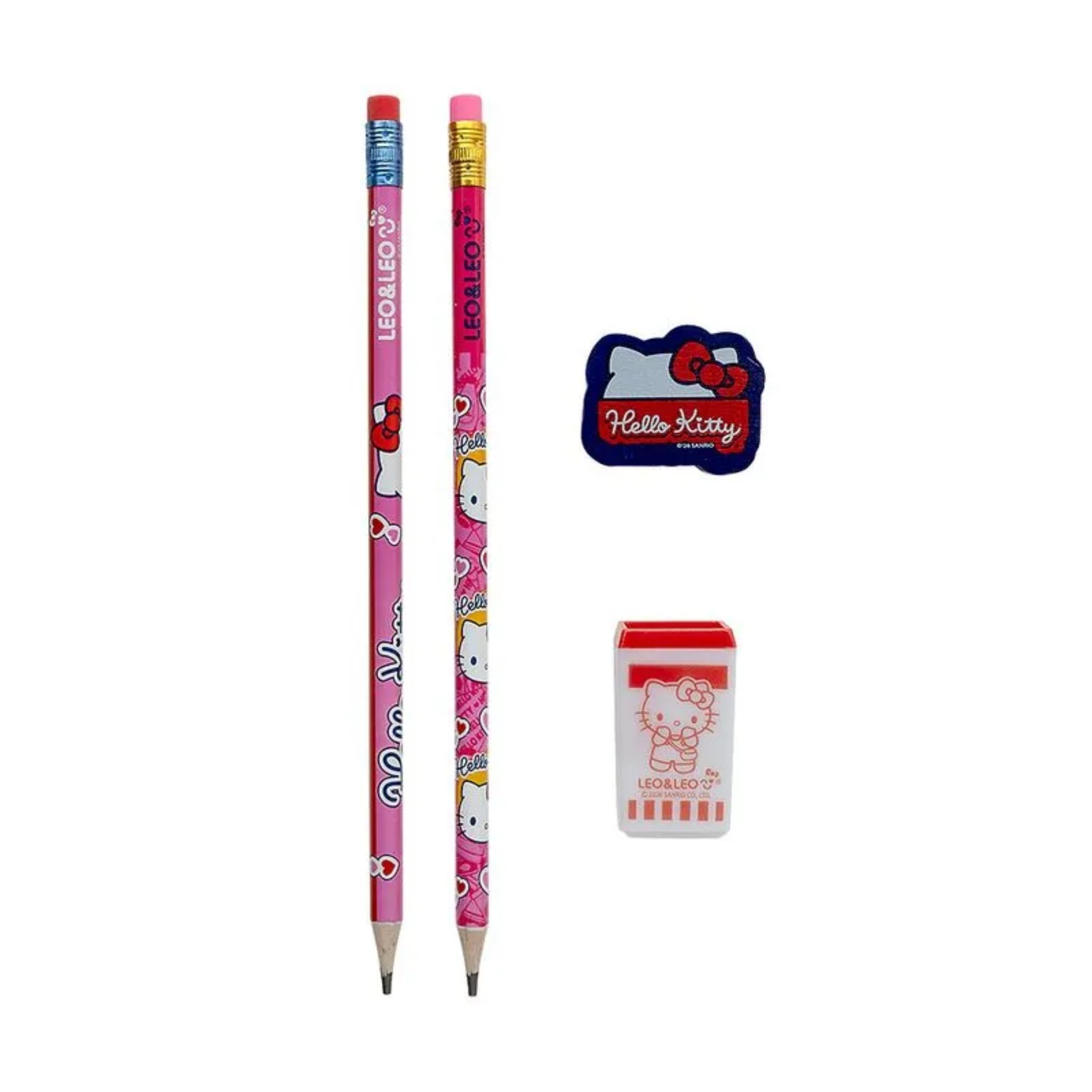 Kit Lápis Hb Hello Kitty 2 Lapis/Apontador/Borracha Leonora - 71622