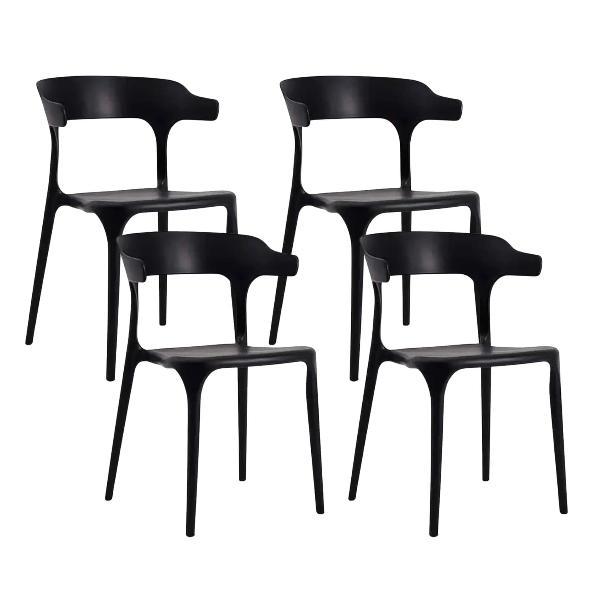 COMP Kit com 4 Cadeiras Ergonômicas Chifre Preta para Mesa de Jantar