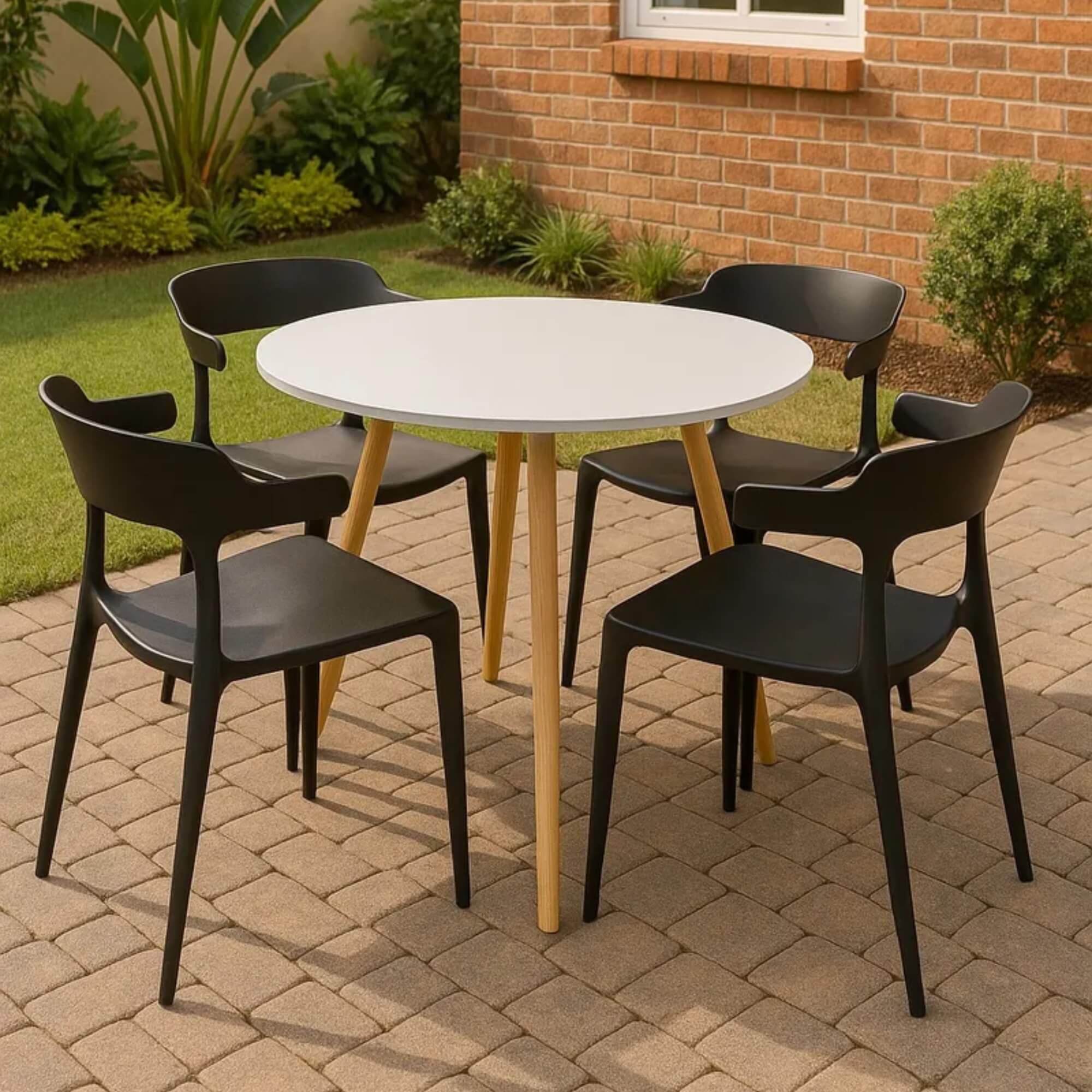 COMP Kit com 4 Cadeiras Ergonômicas Chifre Preta para Mesa de Jantar