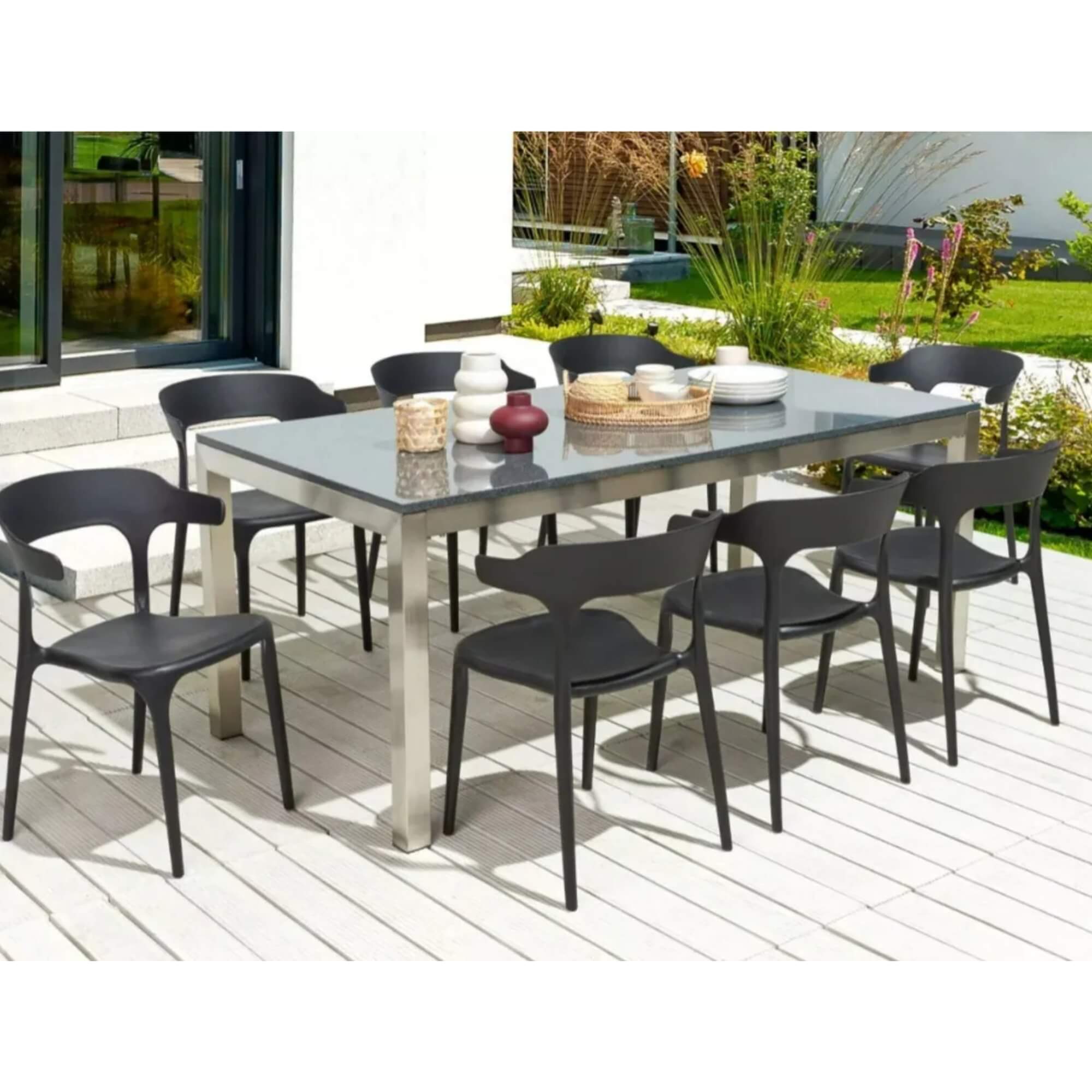 COMP Kit com 6 Cadeiras Ergonômicas Chifre Preta para Mesa de Jantar