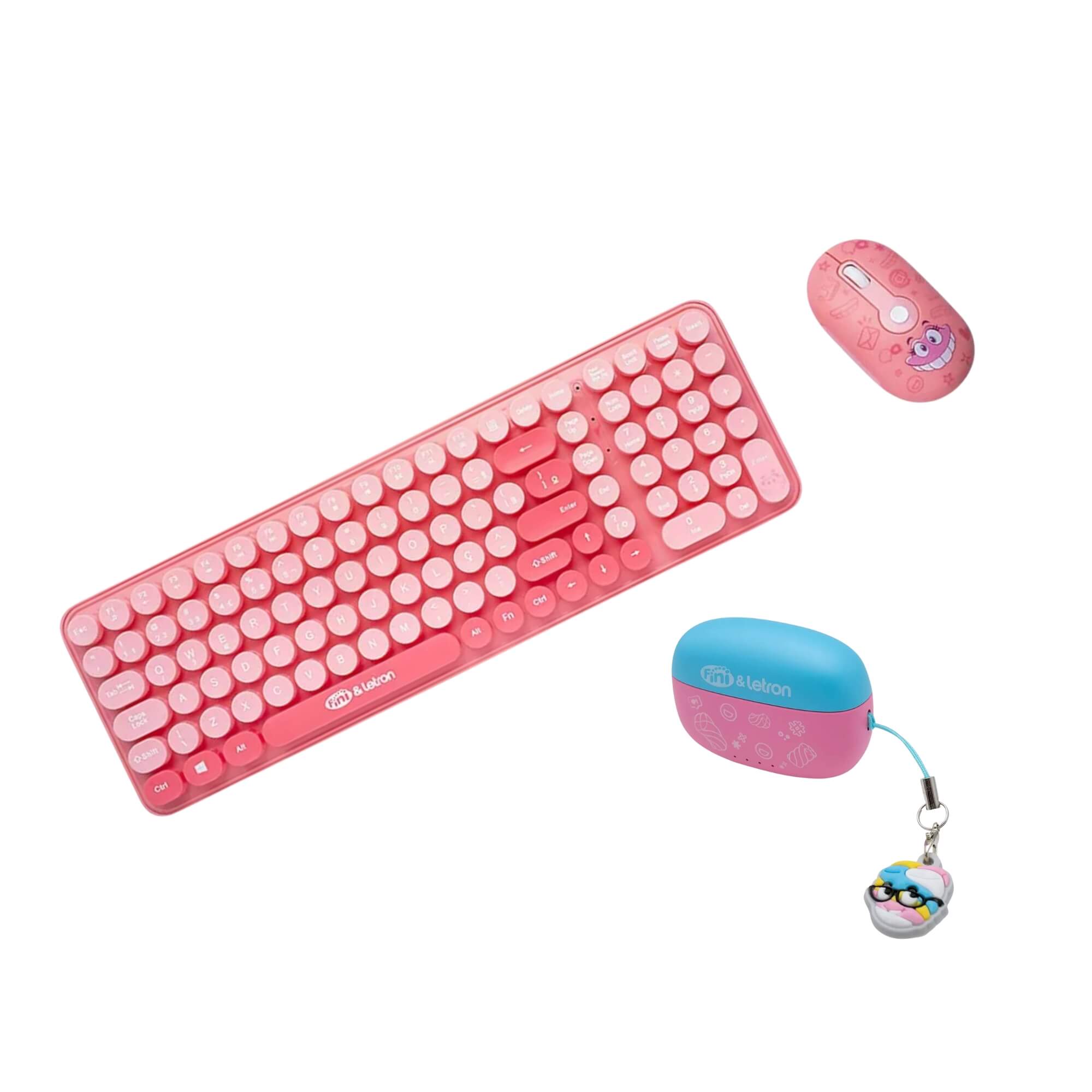 Kit Fini Letron Combo Mouse e Teclado Wireless + Fone de Ouvido Bluetooth c/ Case Carregador