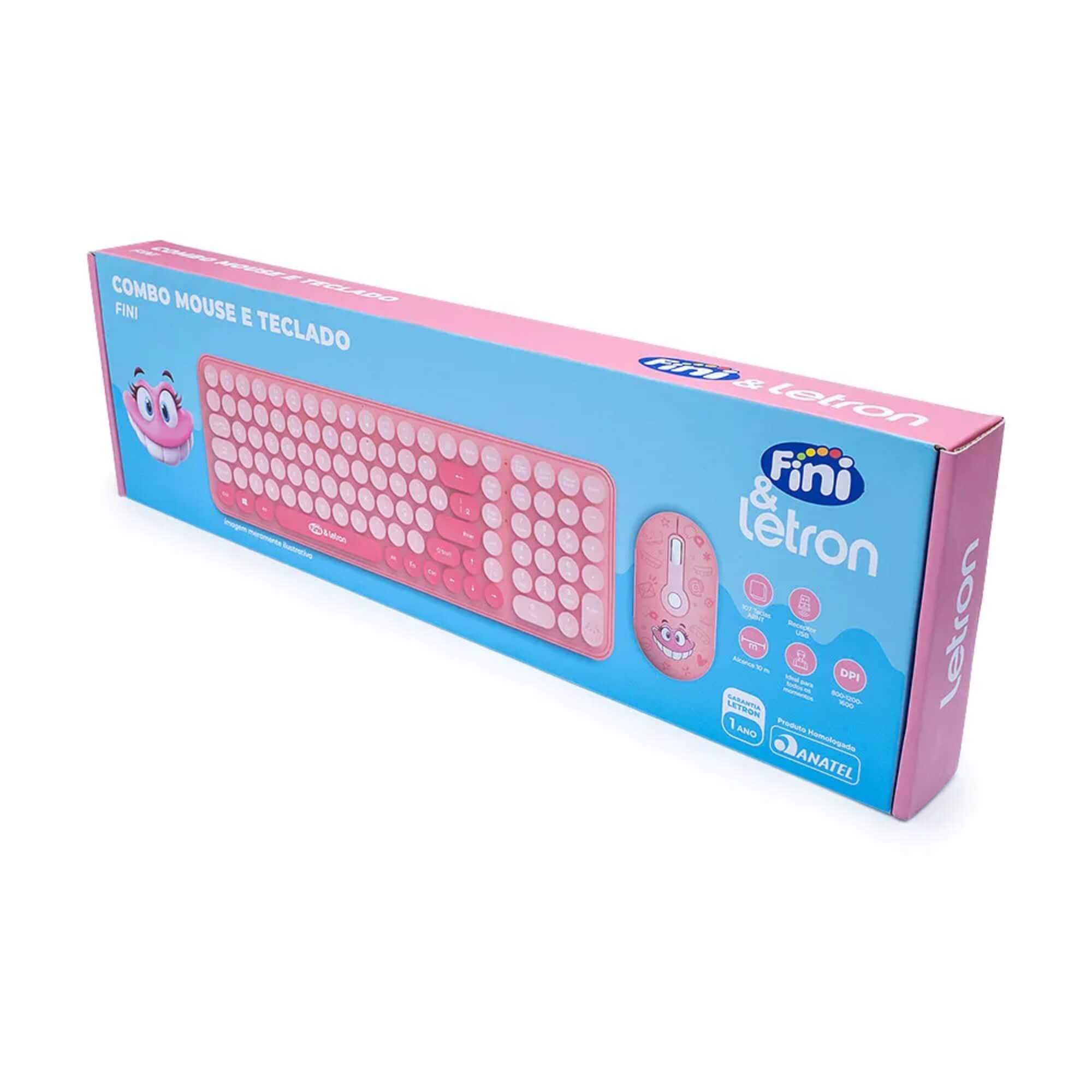 COMP Kit Fini Letron Combo Mouse e Teclado Wireless + Fone de Ouvido Bluetooth c/ Case Carregador