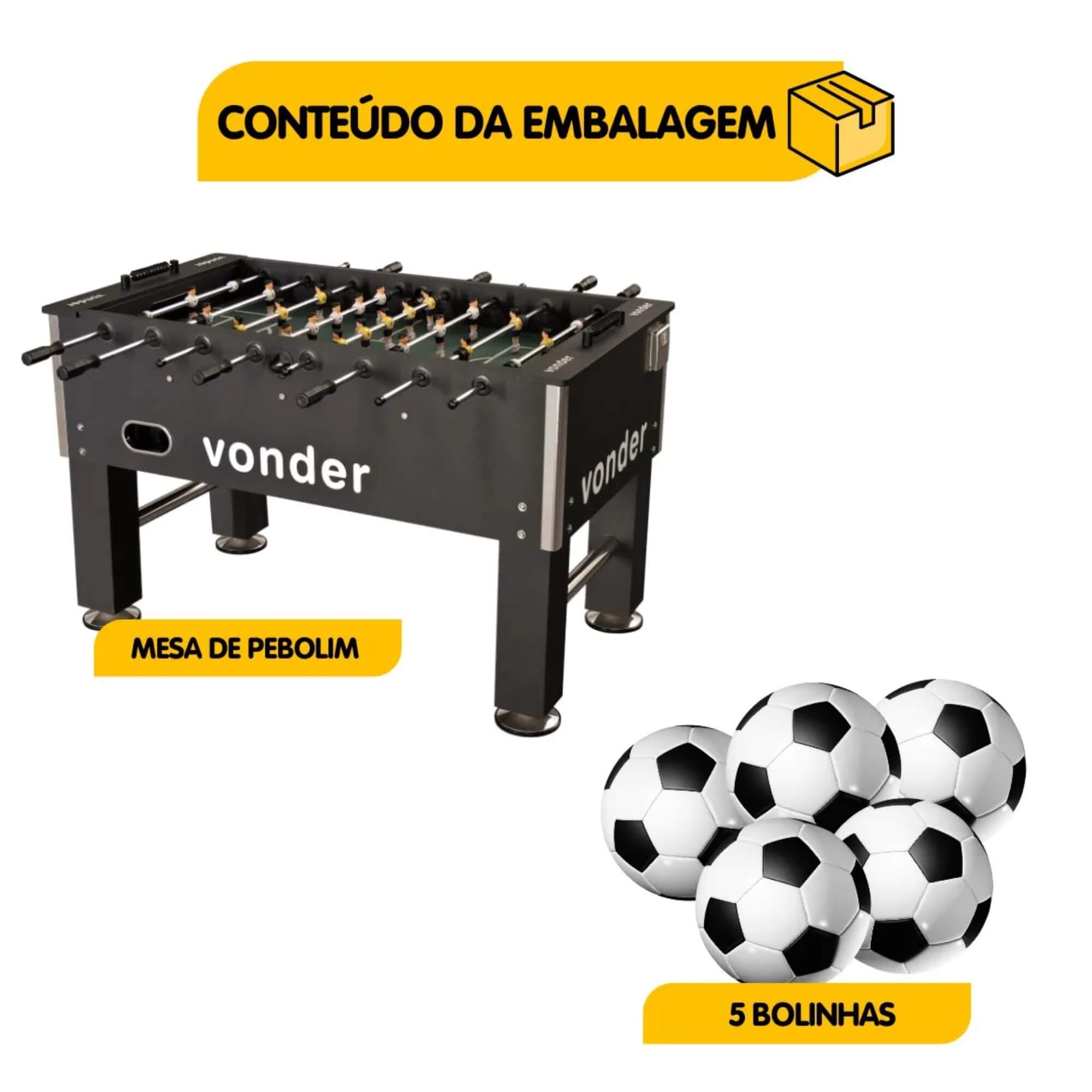 Mesa de Pebolim com Porta Copos, Contadores de Pontos e 5 Bolinhas Vonder - 9999140000