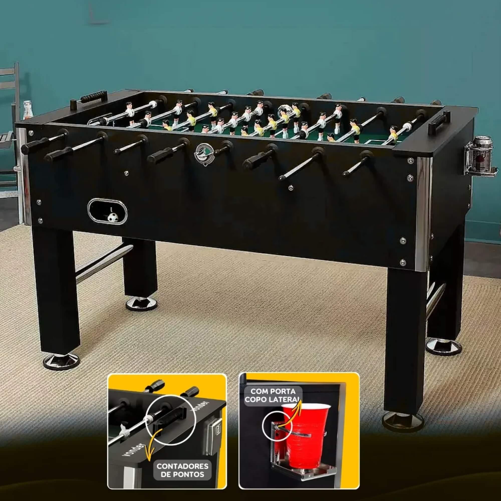 Mesa de Pebolim com Porta Copos, Contadores de Pontos e 5 Bolinhas Vonder - 9999140000