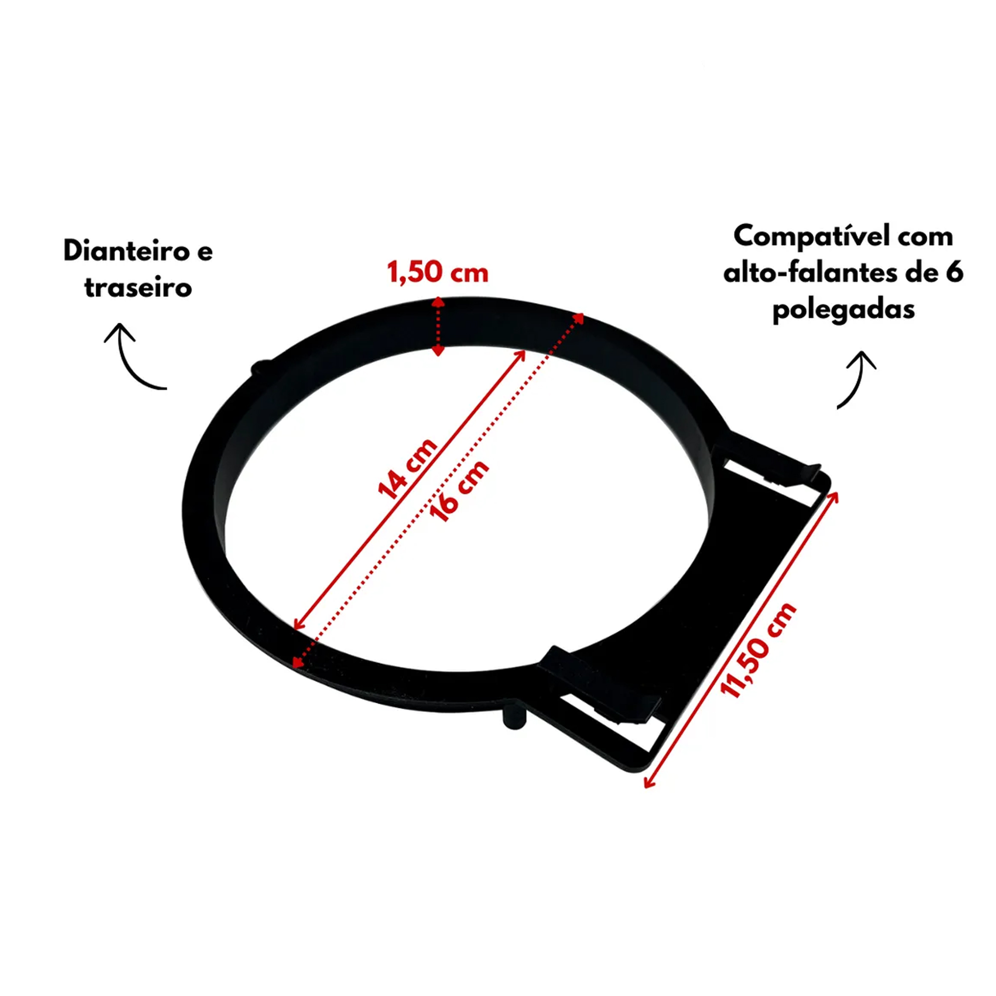 COMP Kit 4 Aros Adaptador Honda New Fit / New City Dianteiro e Traseiro Para Alto Falante de 6 Polegadas Permak