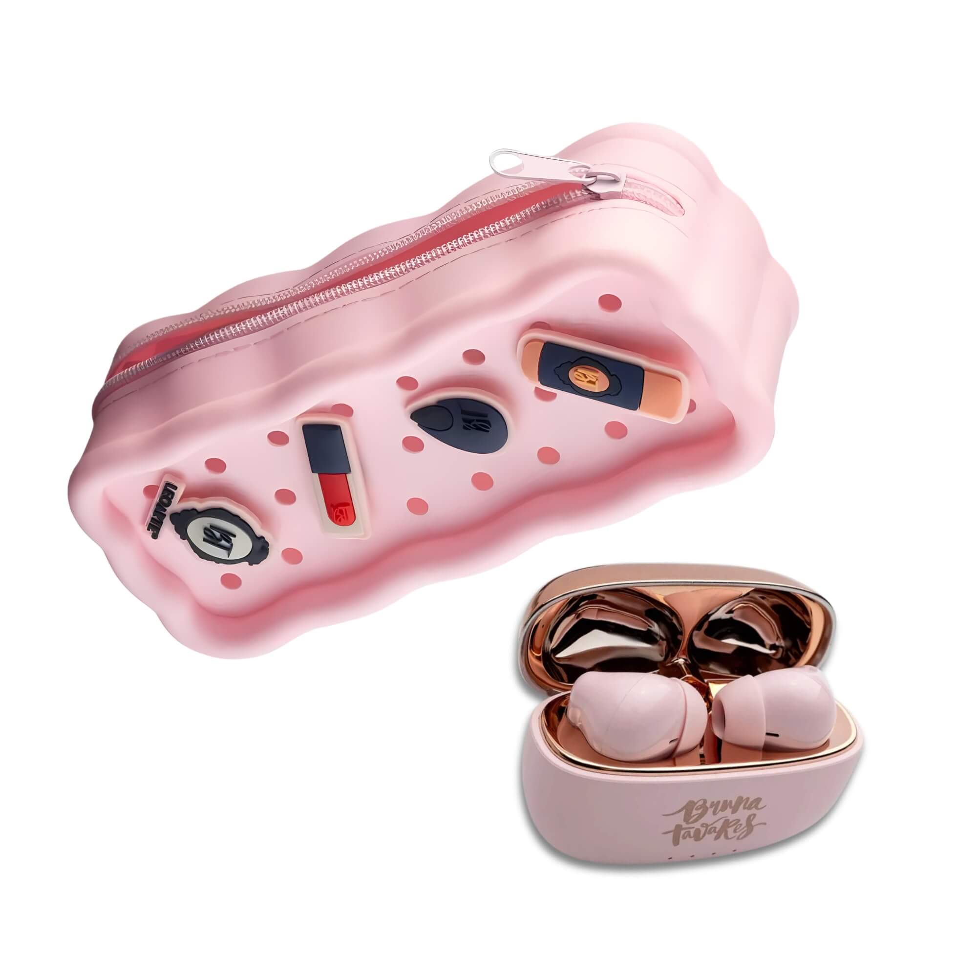 COMP Kit Exclusivo Bruna Tavares: Estojo de Silicone + Fone Sem Fio Bluetooth Leonora