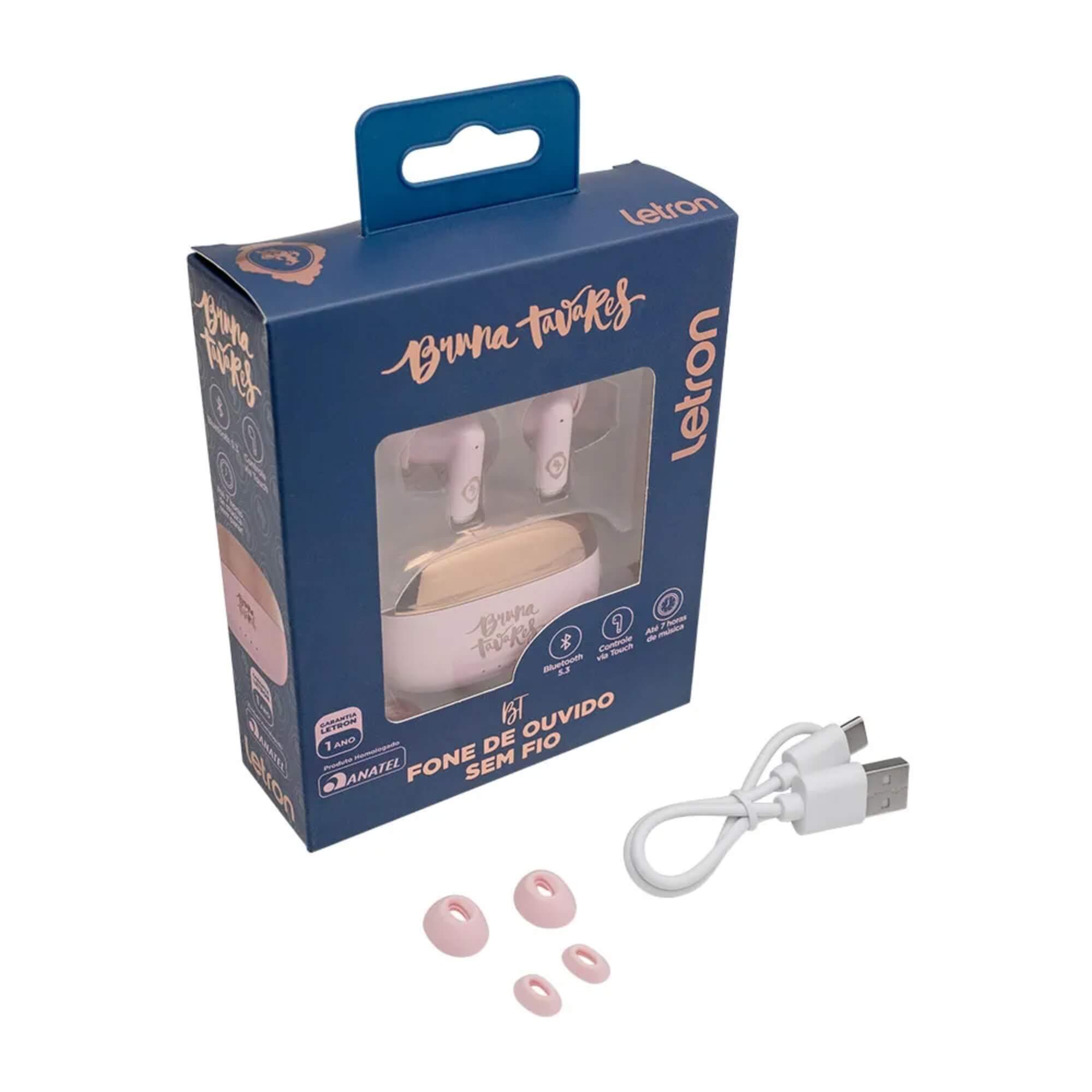 COMP Kit Exclusivo Bruna Tavares: Estojo de Silicone + Fone Sem Fio Bluetooth Leonora