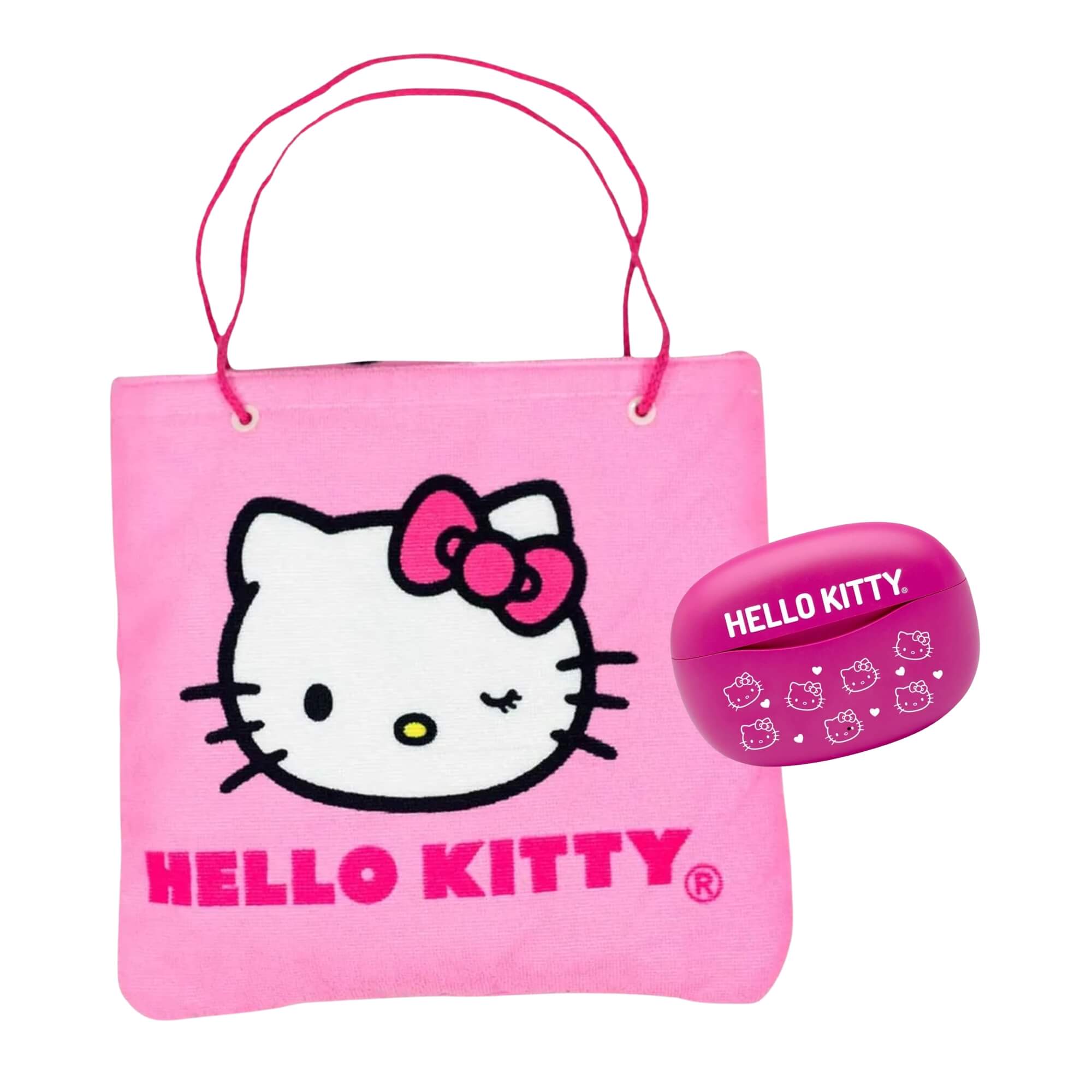 COMP Kit Hello Kitty Fofura e Diversão: Fone Sem Fio + Toalha de Praia 2 em 1