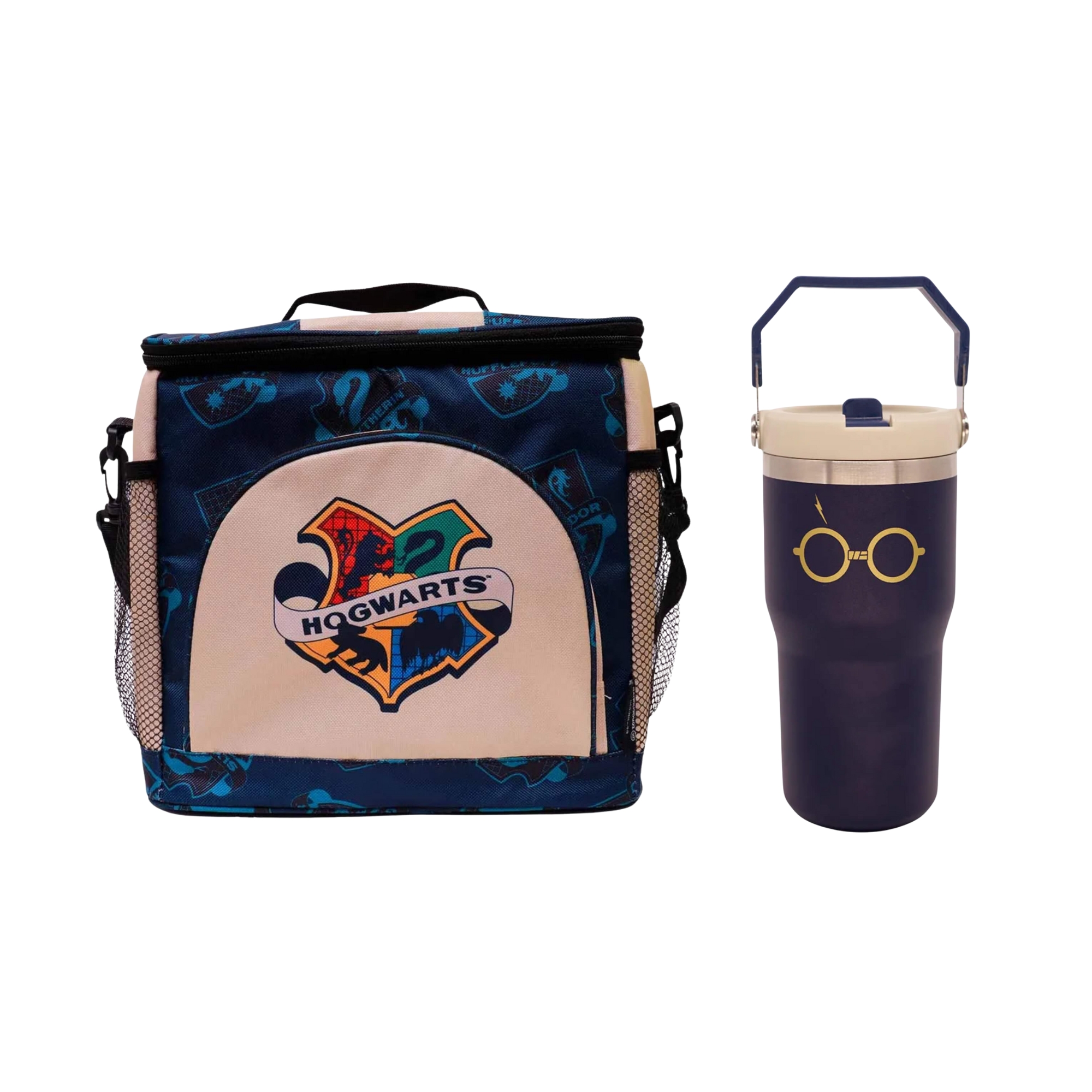 COMP Kit Harry Potter Hogwarts: Bolsa Térmica Lancheira Grande e Garrafa Inox Zona Criativa