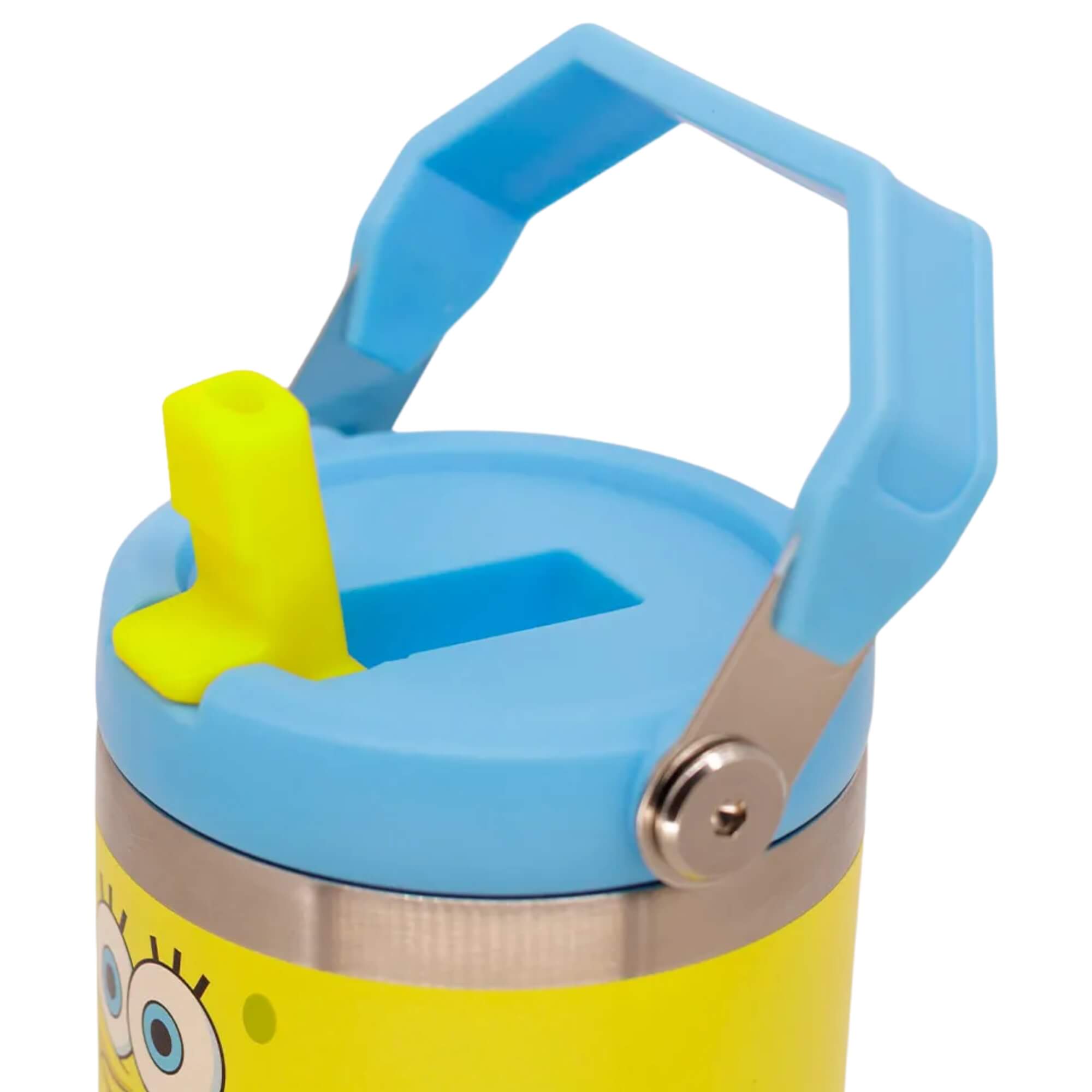COMP Kit Bob Esponja: Almofada Huggy + Copo Térmico Tumbler Hanger 650ml Zona Criativa