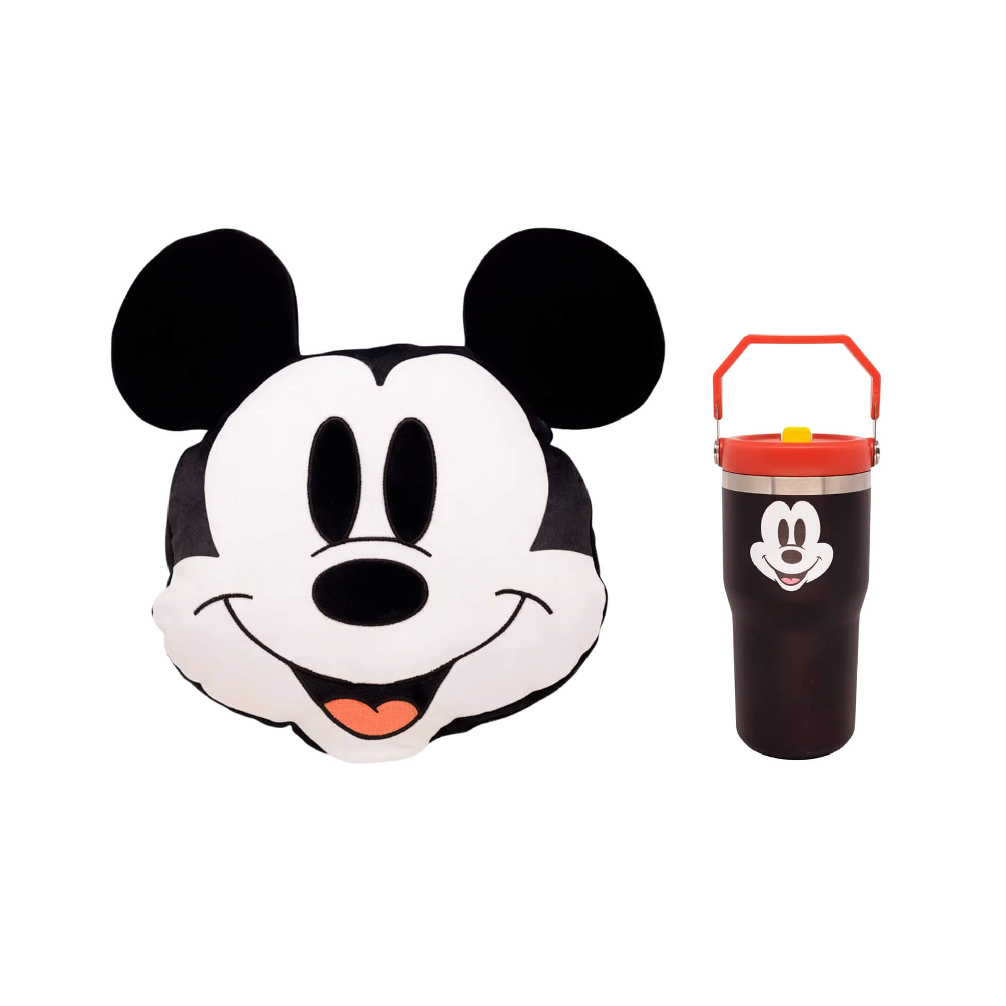 COMP Kit Mickey Mouse Disney: Almofada Huggy + Copo Térmico 650ml Tumbler Hanger Zona Criativa