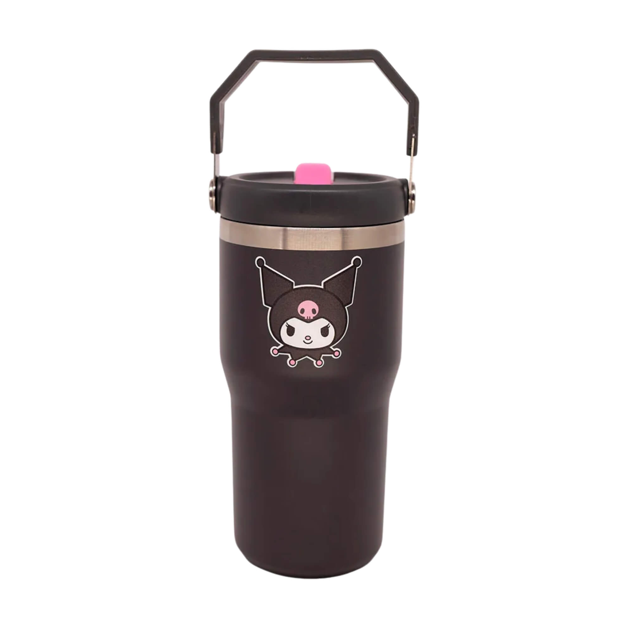 COMP Kit Kuromi: Almofada Huggy + Copo Térmico 650ml Tumbler Hanger Zona Criativa