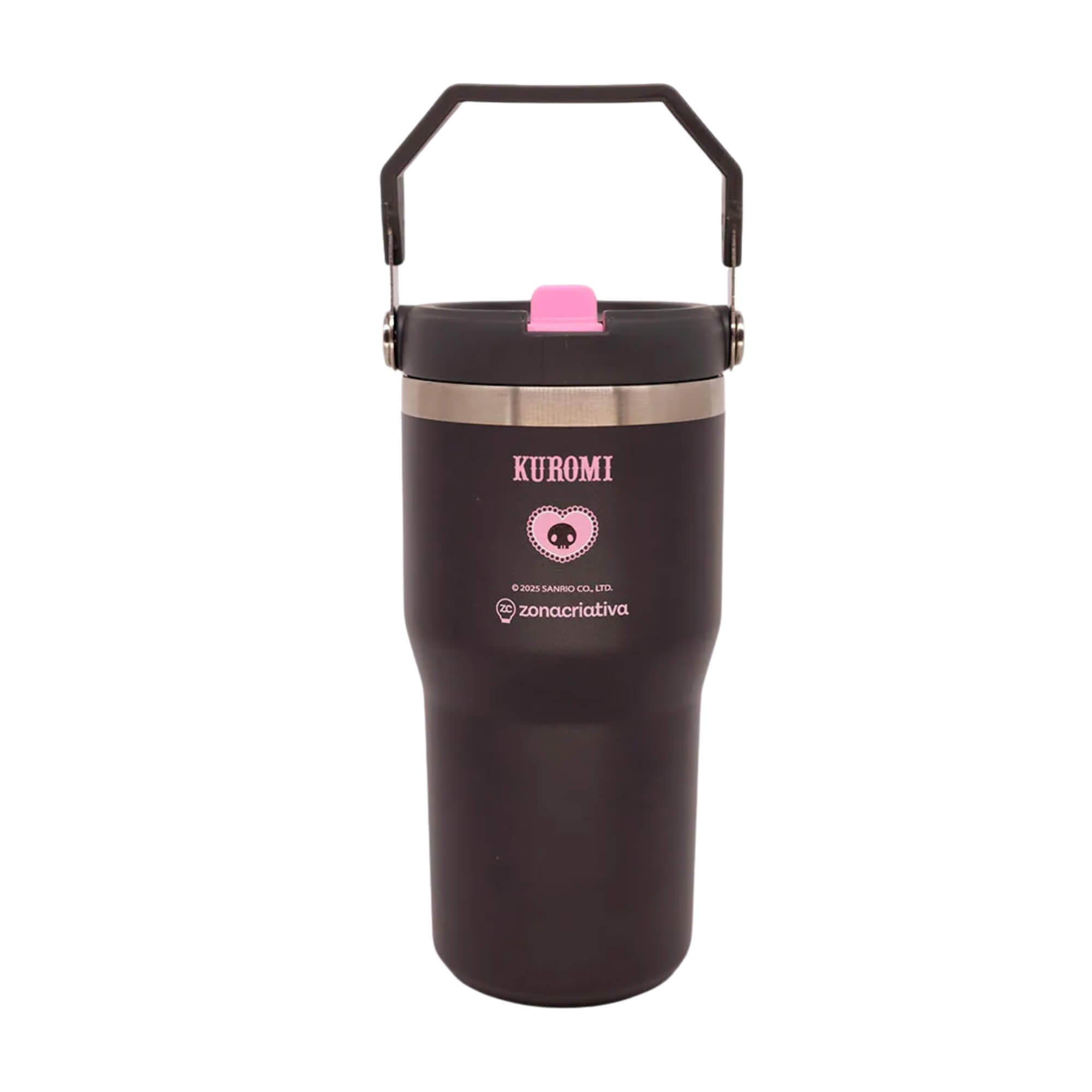 COMP Kit Kuromi: Almofada Huggy + Copo Térmico 650ml Tumbler Hanger Zona Criativa