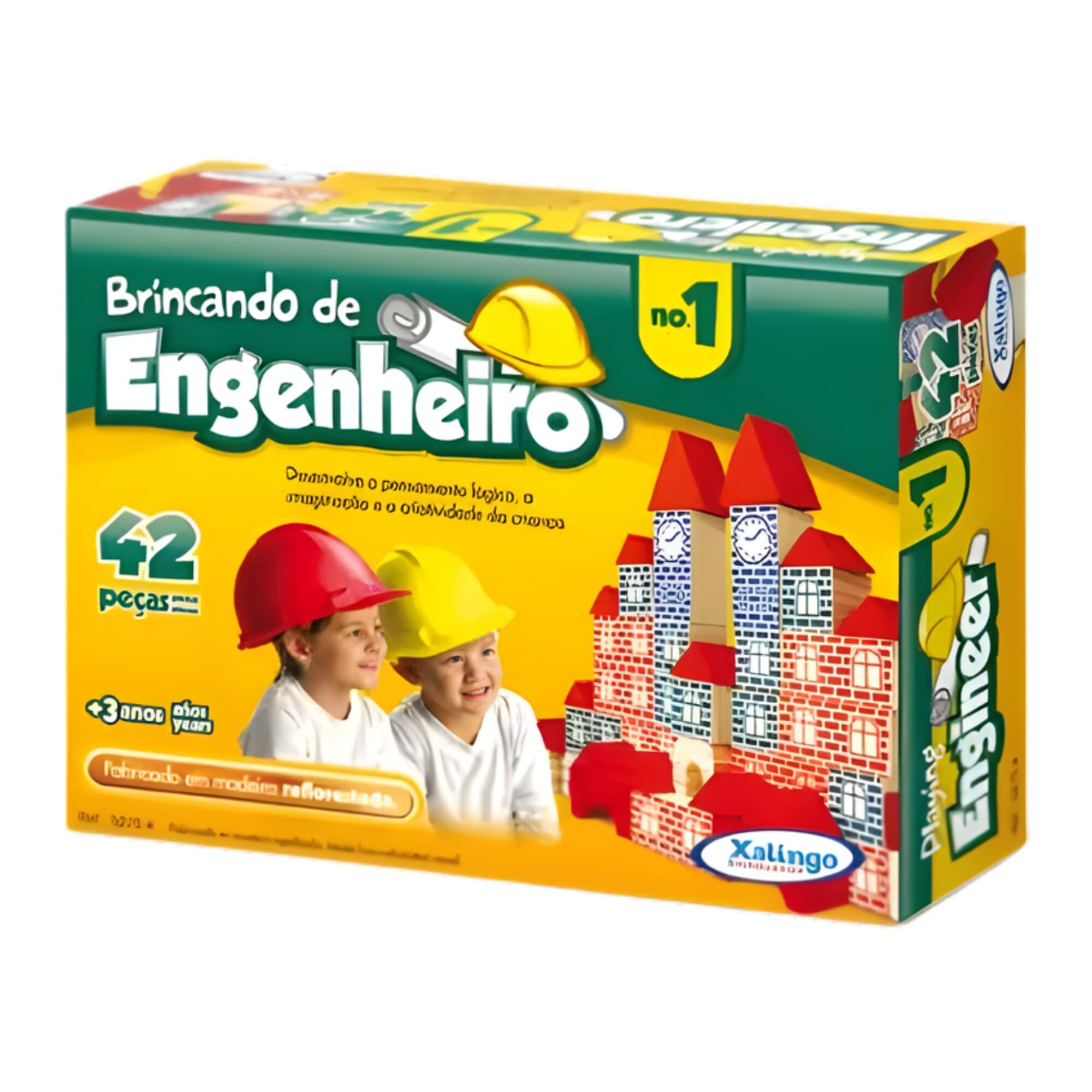 Jogo Brincando de Engenheiro I 42 Peças Multicolorido Blocos Xalingo - 52754