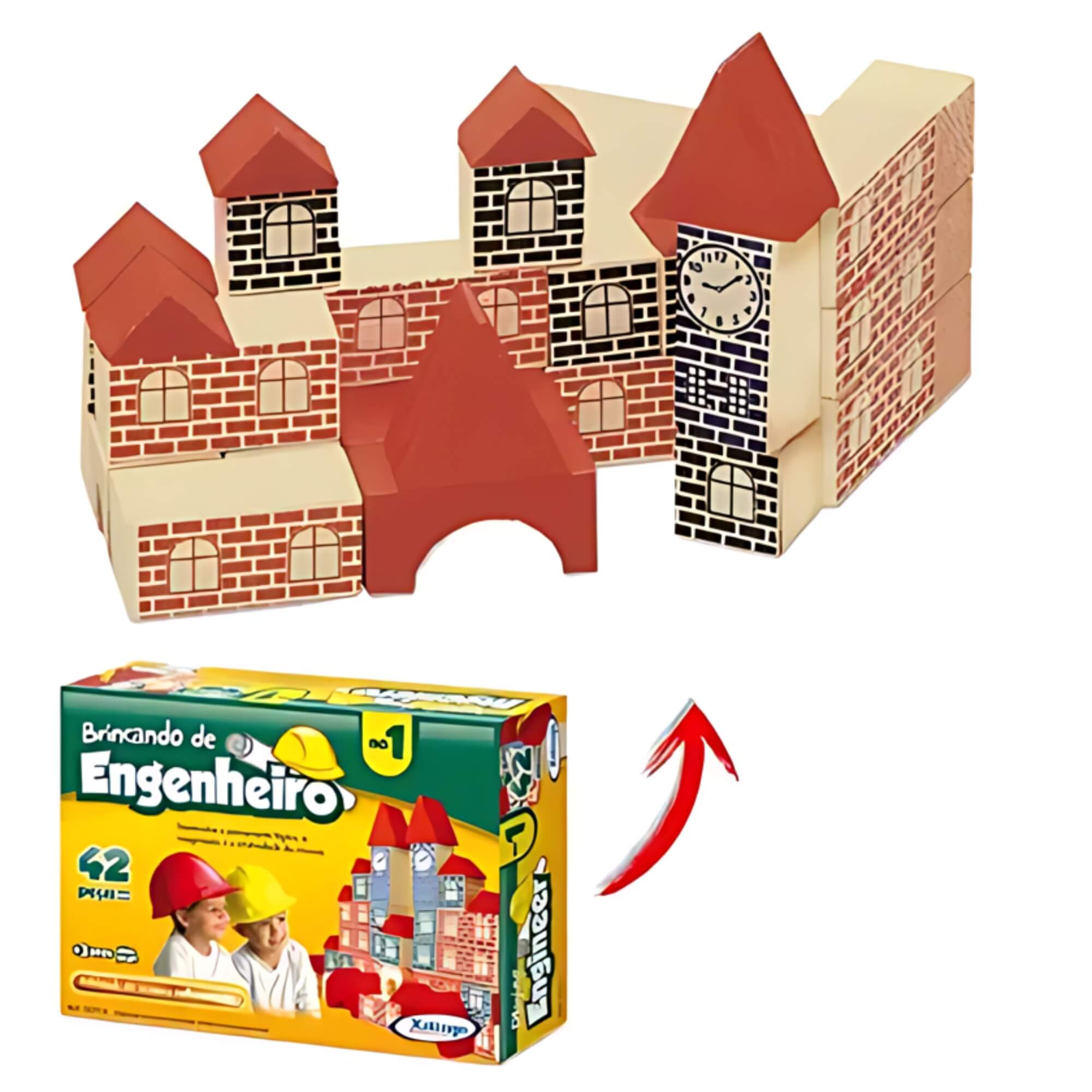 Jogo Brincando de Engenheiro I 42 Peças Multicolorido Blocos Xalingo - 52754