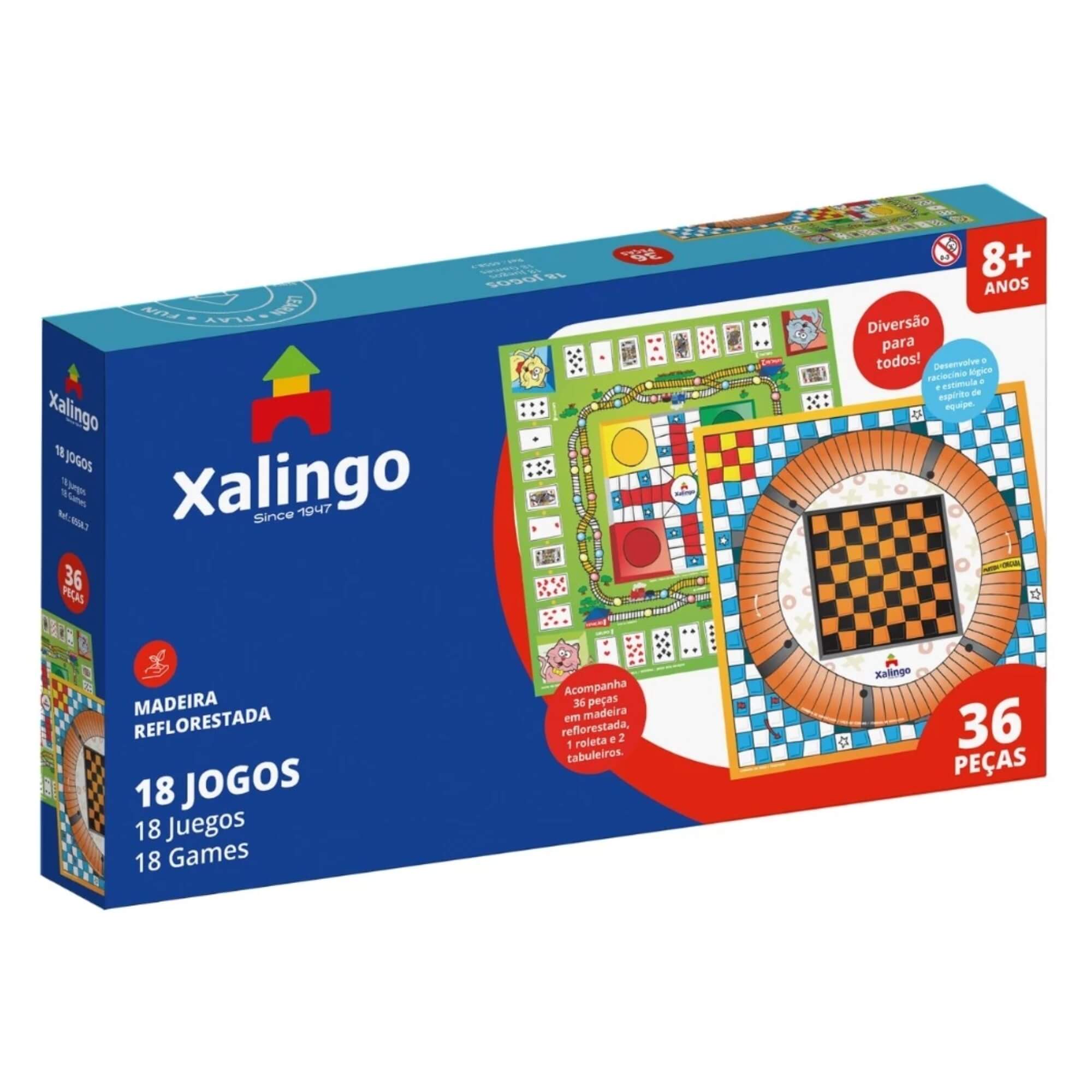 Jogo de Tabuleiro Raciocínio em Equipe 18 Jogos 2 Tabuleiros e 36 Peças Xalingo - 65587
