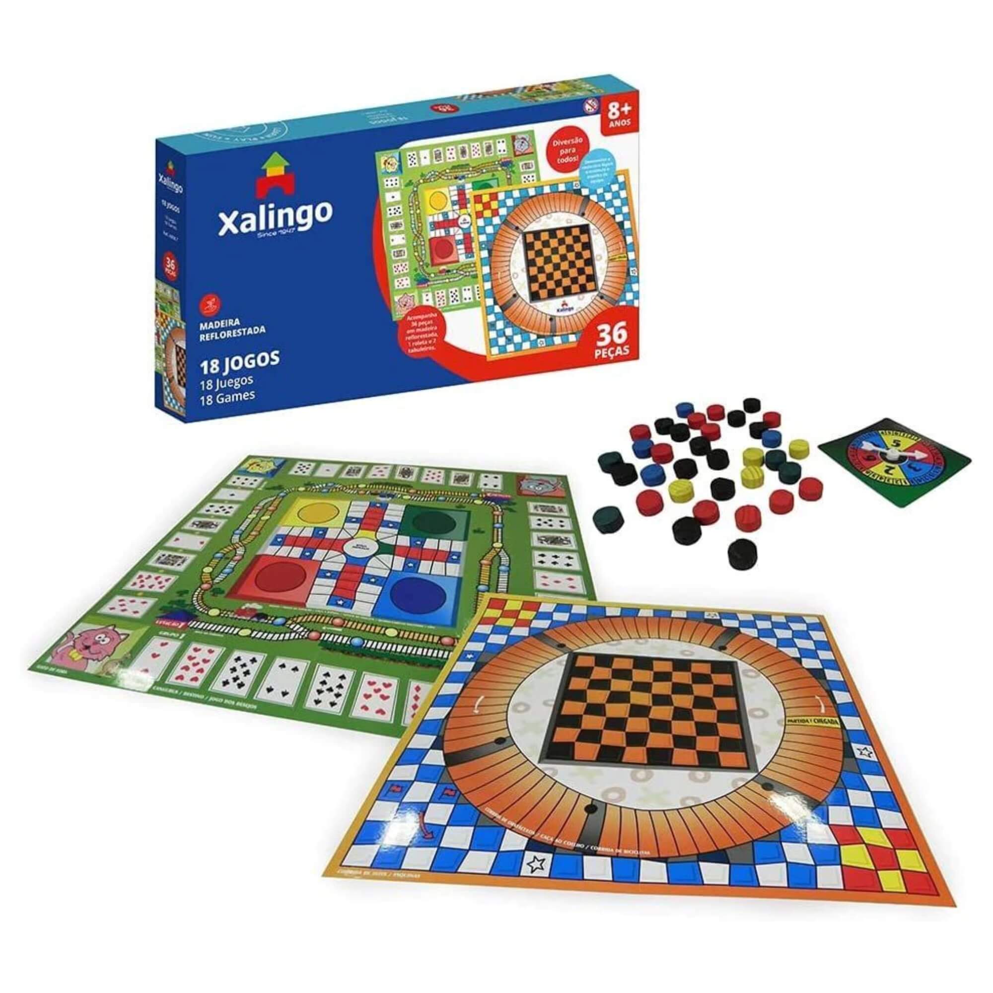 Jogo de Tabuleiro Raciocínio em Equipe 18 Jogos 2 Tabuleiros e 36 Peças Xalingo - 65587