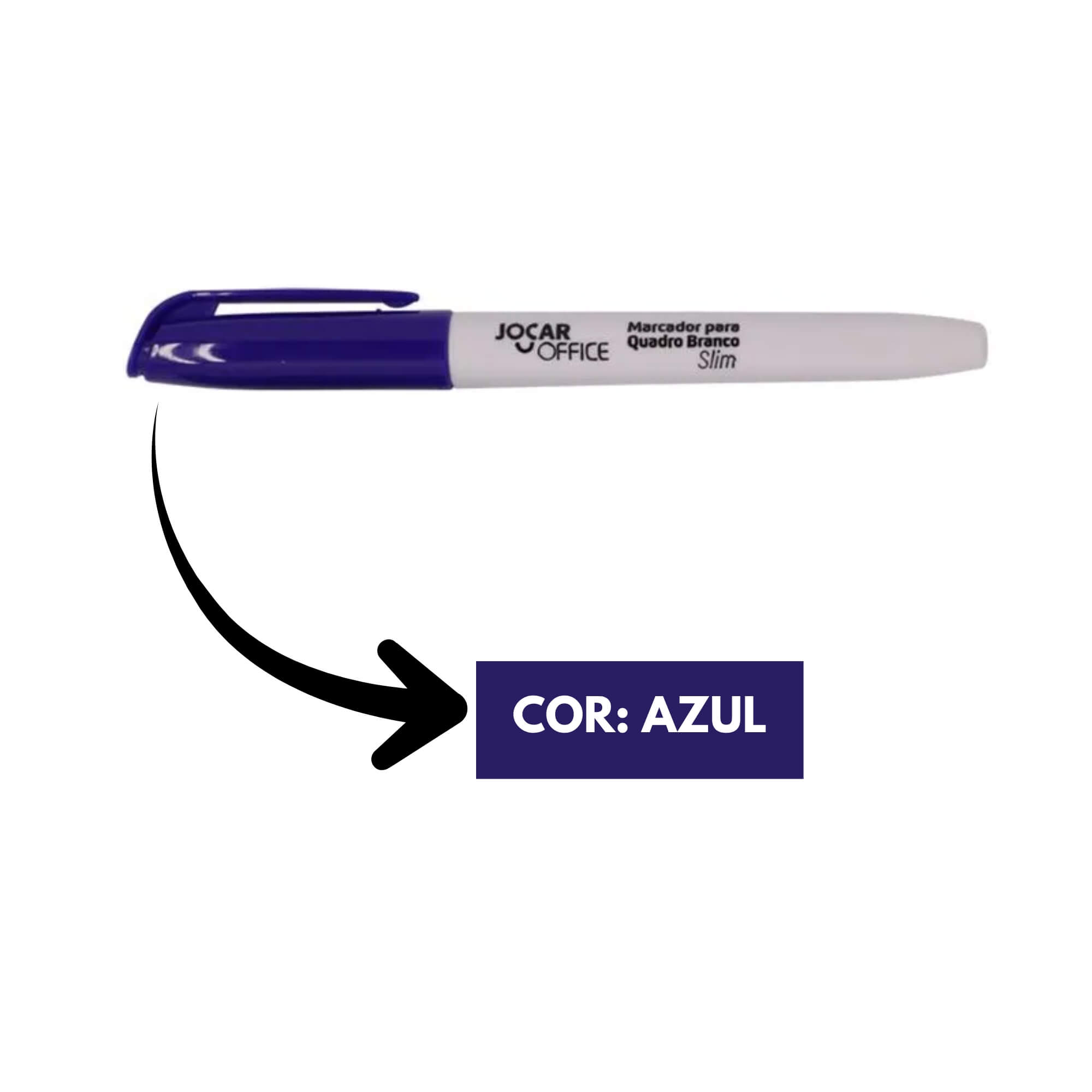 Marcador para Quadro Branco Slim Azul Caixa com 12 Unidades Jocar Office Leonora - 96093