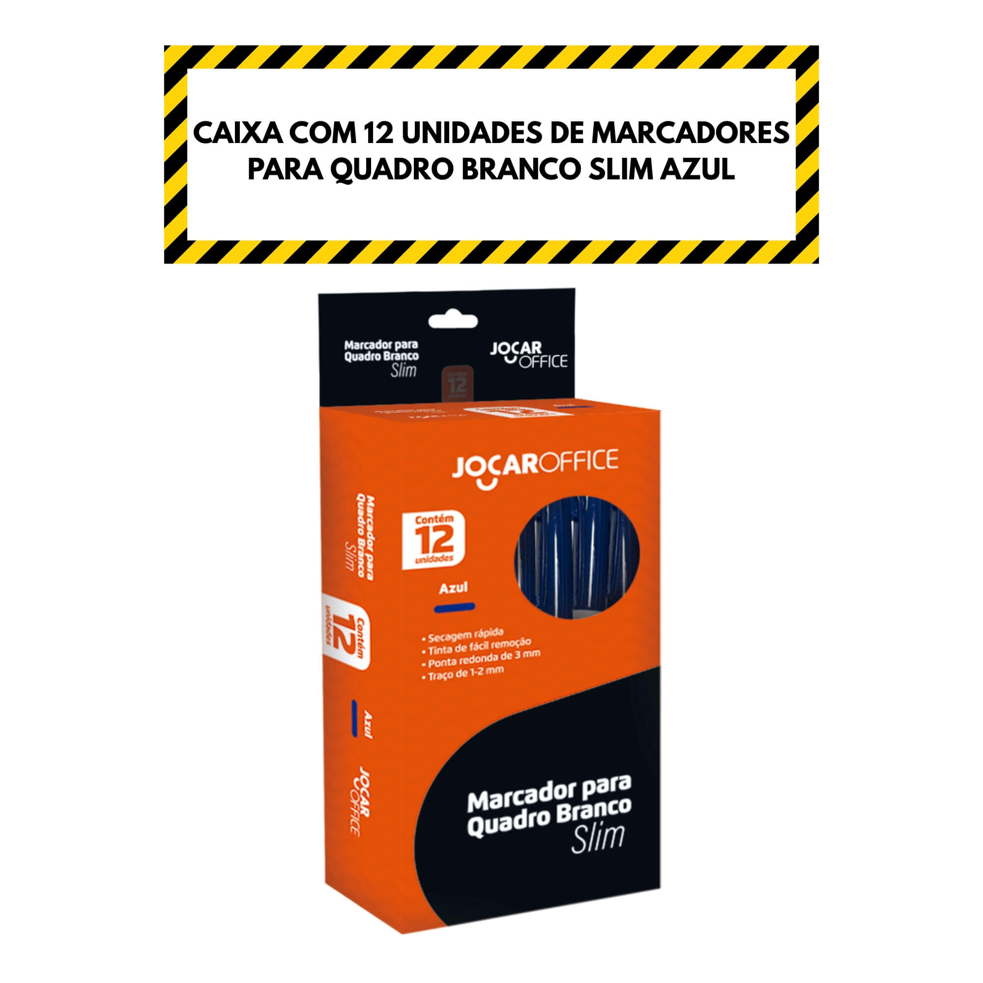 Marcador para Quadro Branco Slim Azul Caixa com 12 Unidades Jocar Office Leonora - 96093
