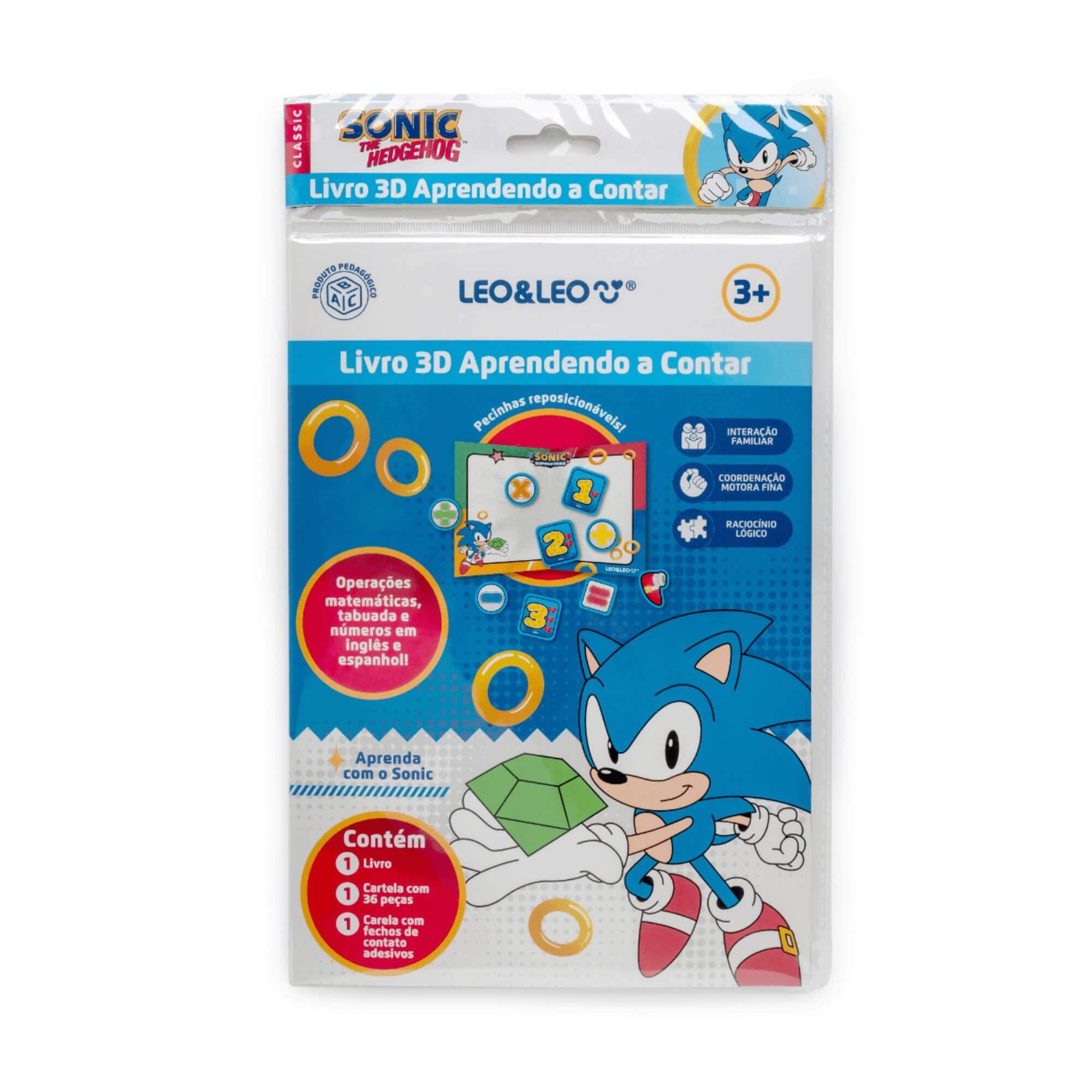 COMP Kit Educativo Sonic: Livro 3D Aprendendo a Contar + Contador Ábaco Leonora