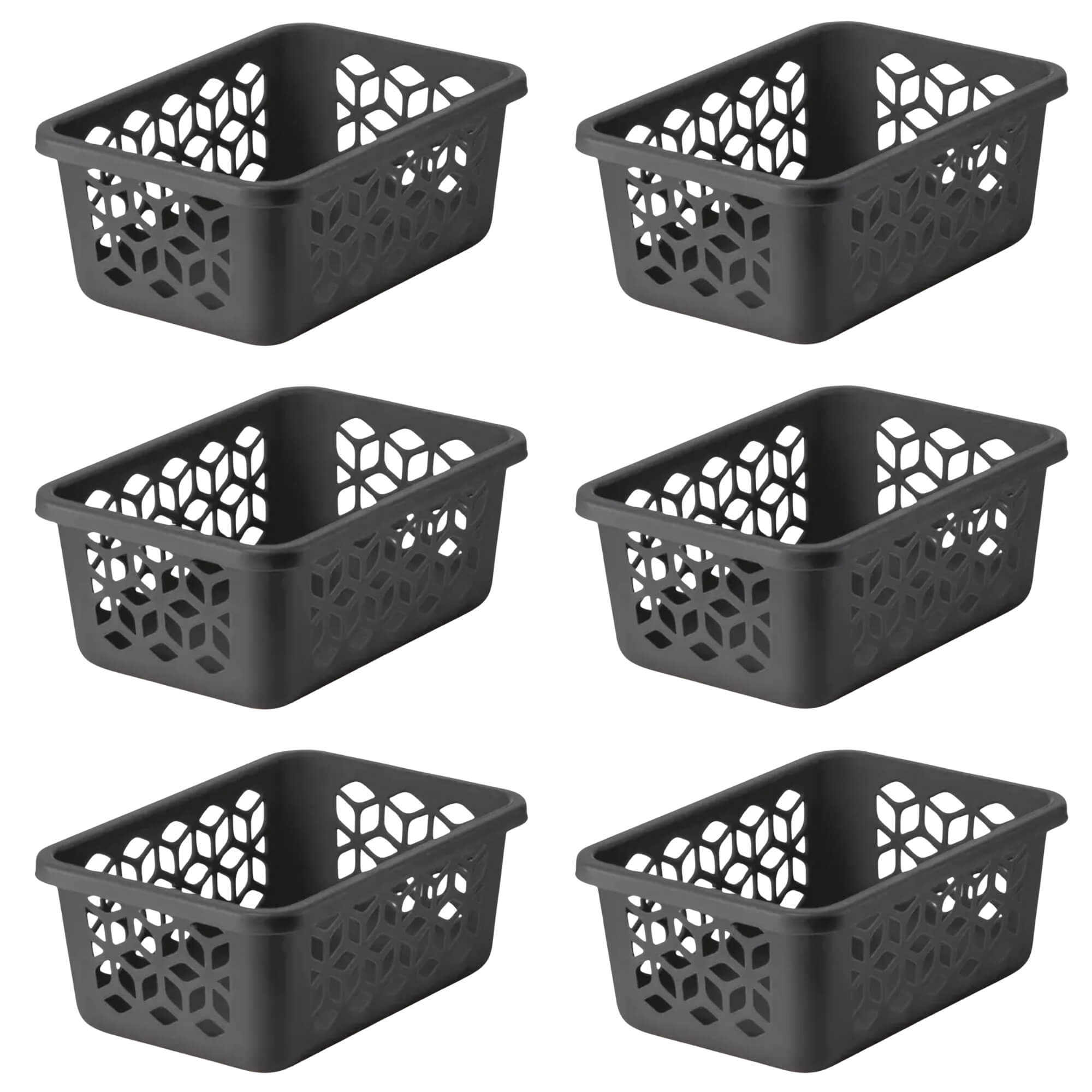 COMP Kit 6 Cestos Organizadores P 1,5 Litros Preto UZ Utilidades
