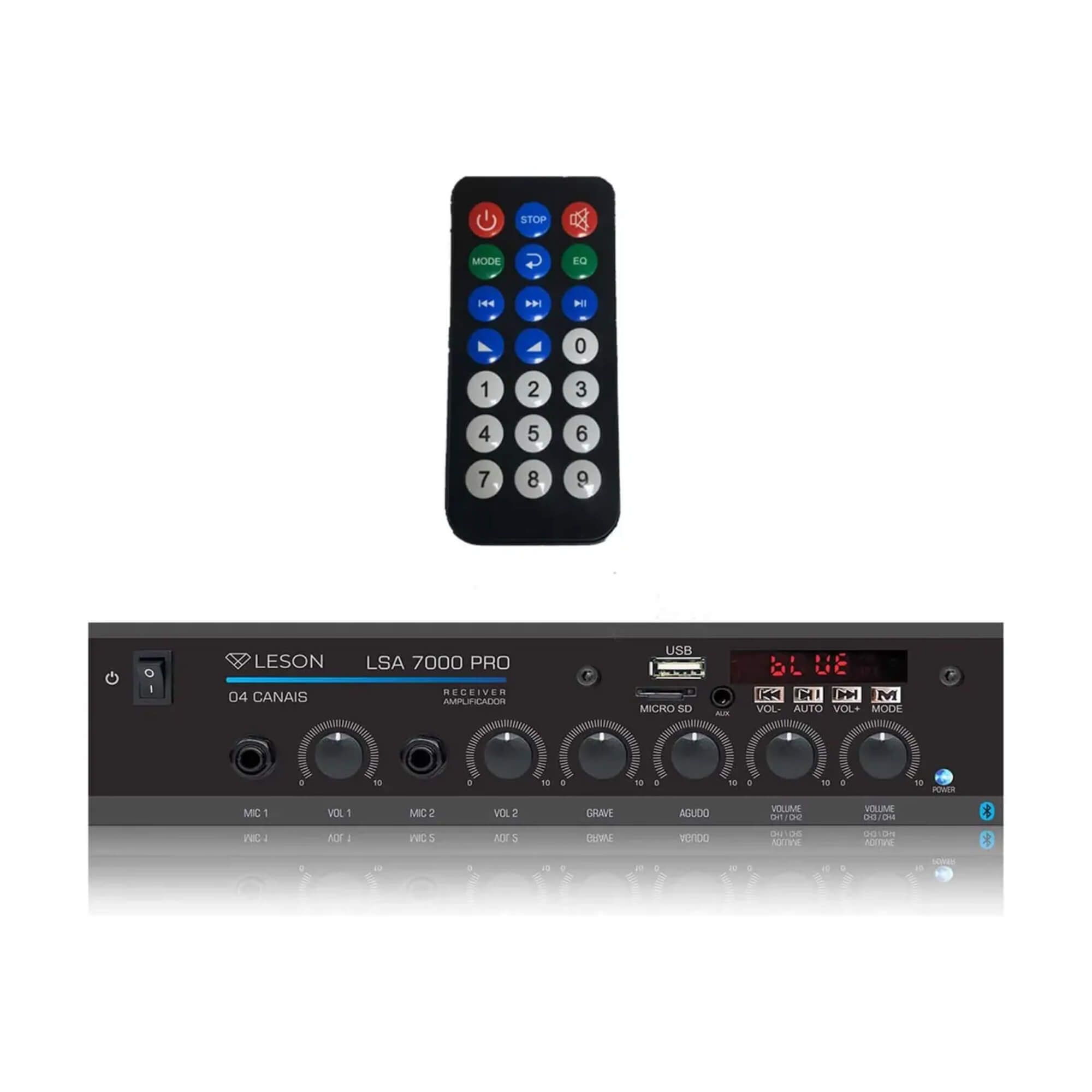 Kit com 4 Arandelas 6" Quadradas Brancas + Receiver LSA 7000 PRO Leson - 2LS70QB04