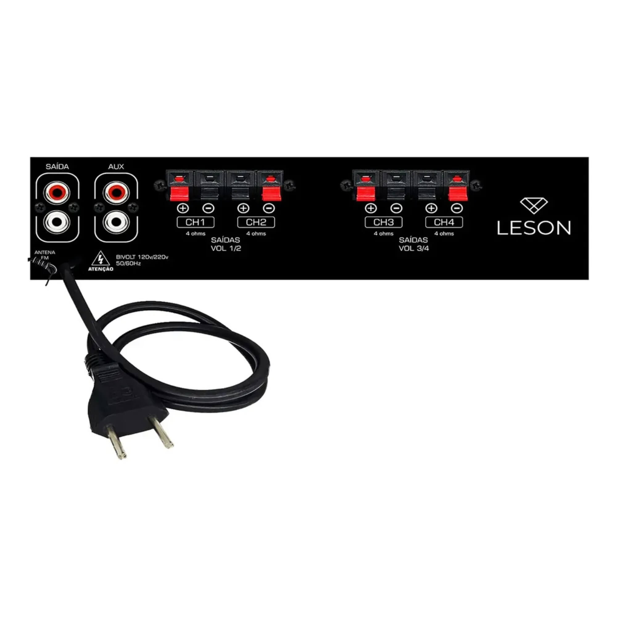 Kit com 4 Arandelas 6" Quadradas Brancas + Receiver LSA 7000 PRO Leson - 2LS70QB04