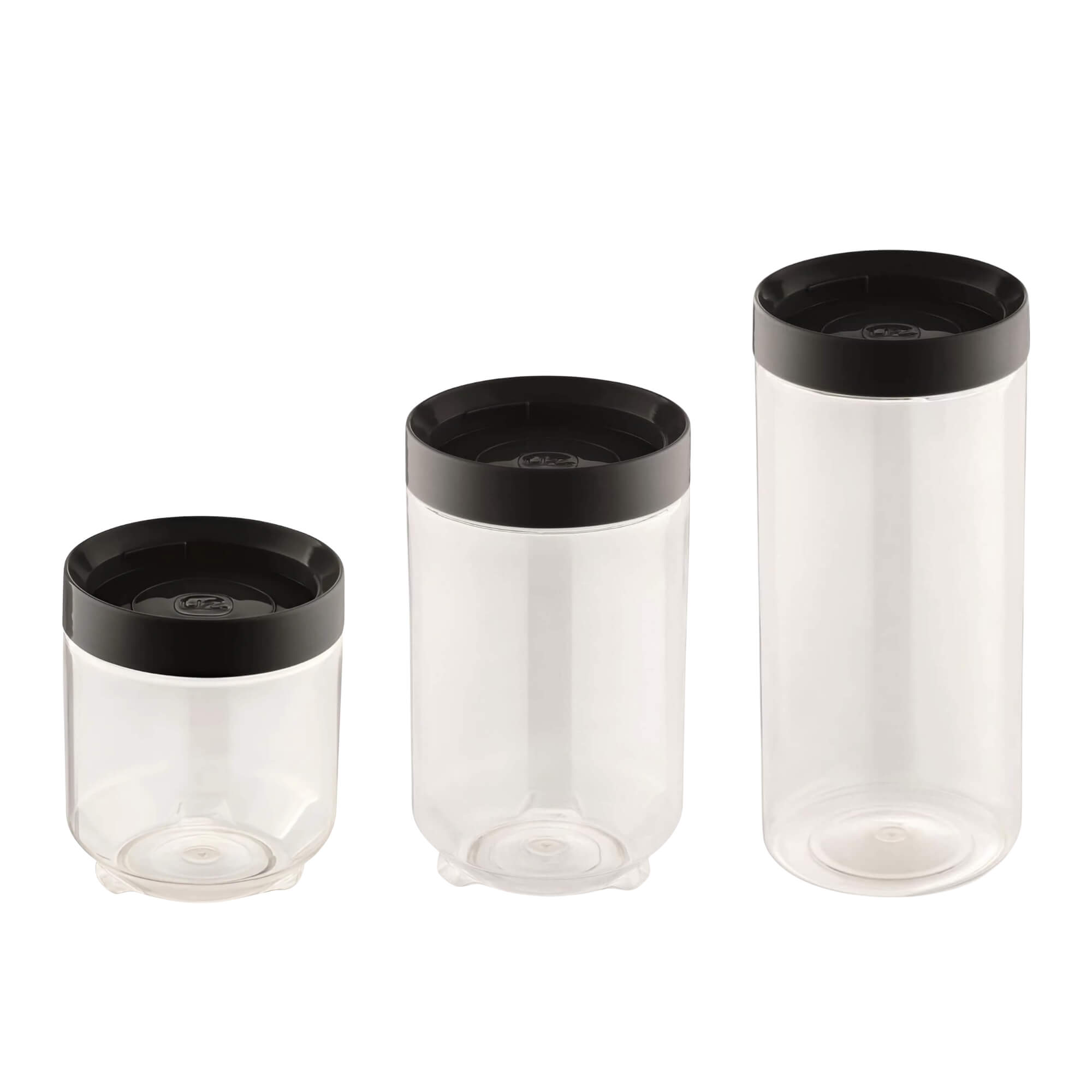 COMP Kit 3 Potes Organizadores Conecta UZ Utilidades: 600ml, 900ml e 1,2 Litros (Tampa Preta)