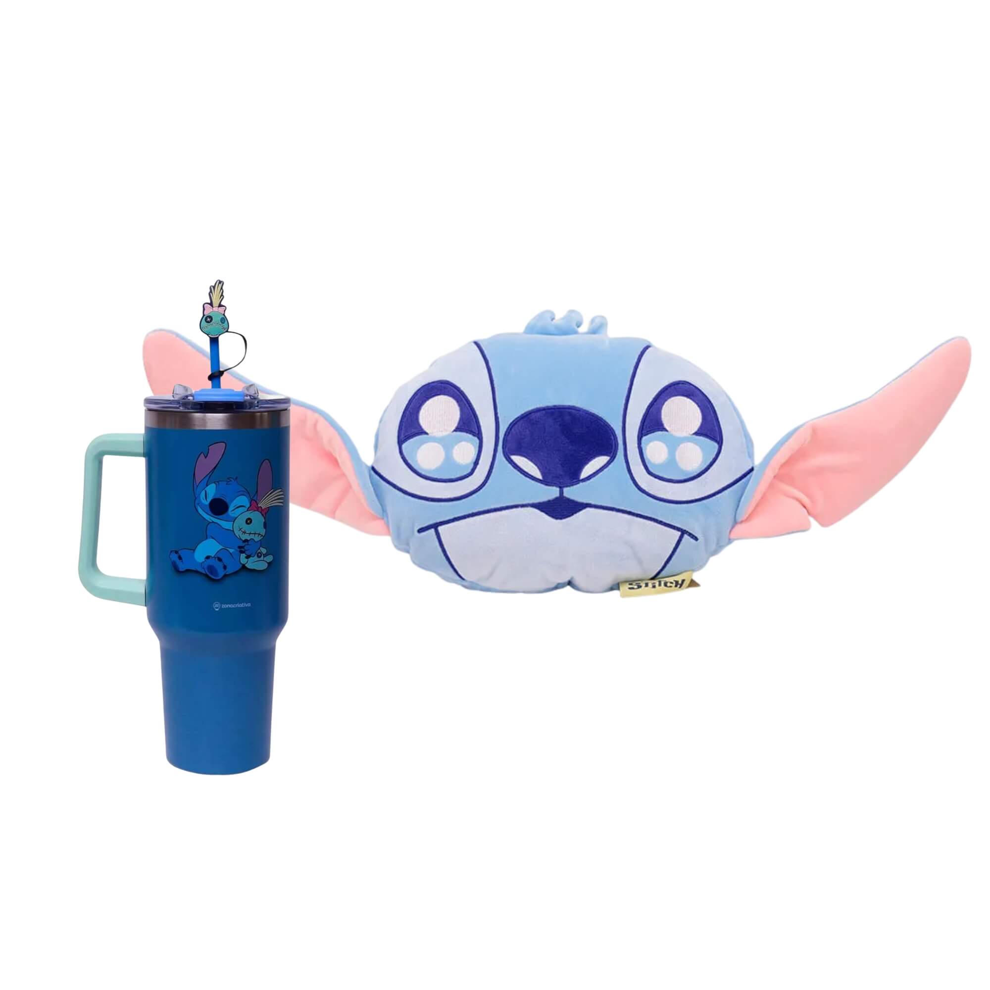 COMP Kit Stitch: Copo Tumbler Térmico 1,15L + Almofada Huggy Disney - Zona Criativa